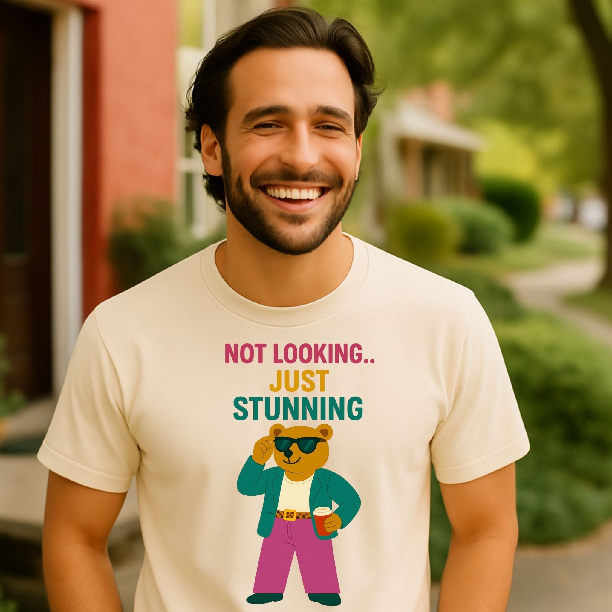 Not Looking Just Stunning Tee for Him, Funny Gay Bear Shirt, Confident Pride Gift Idea - Craig Michael Design