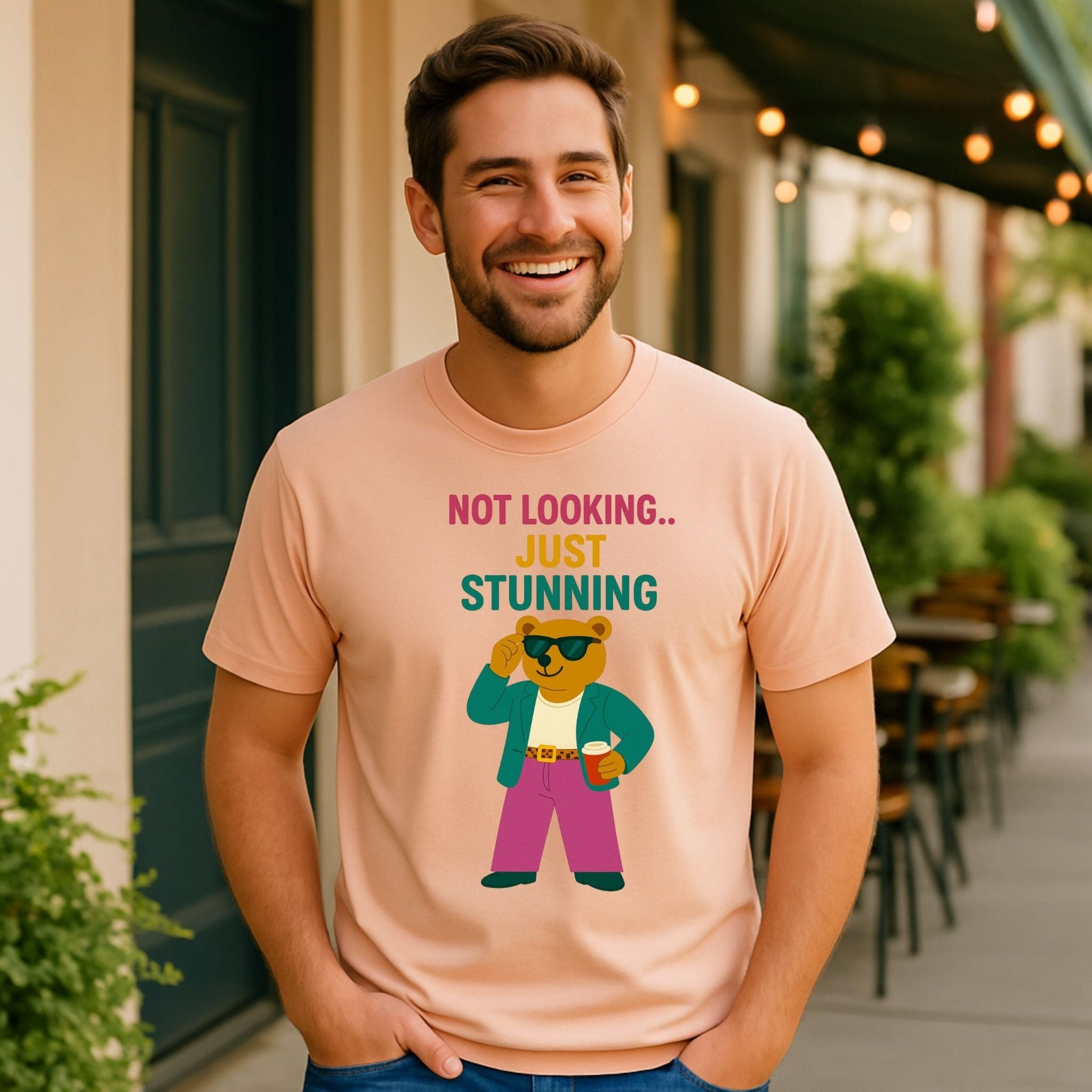 Not Looking Just Stunning Tee for Him, Funny Gay Bear Shirt, Confident Pride Gift Idea - Craig Michael Design