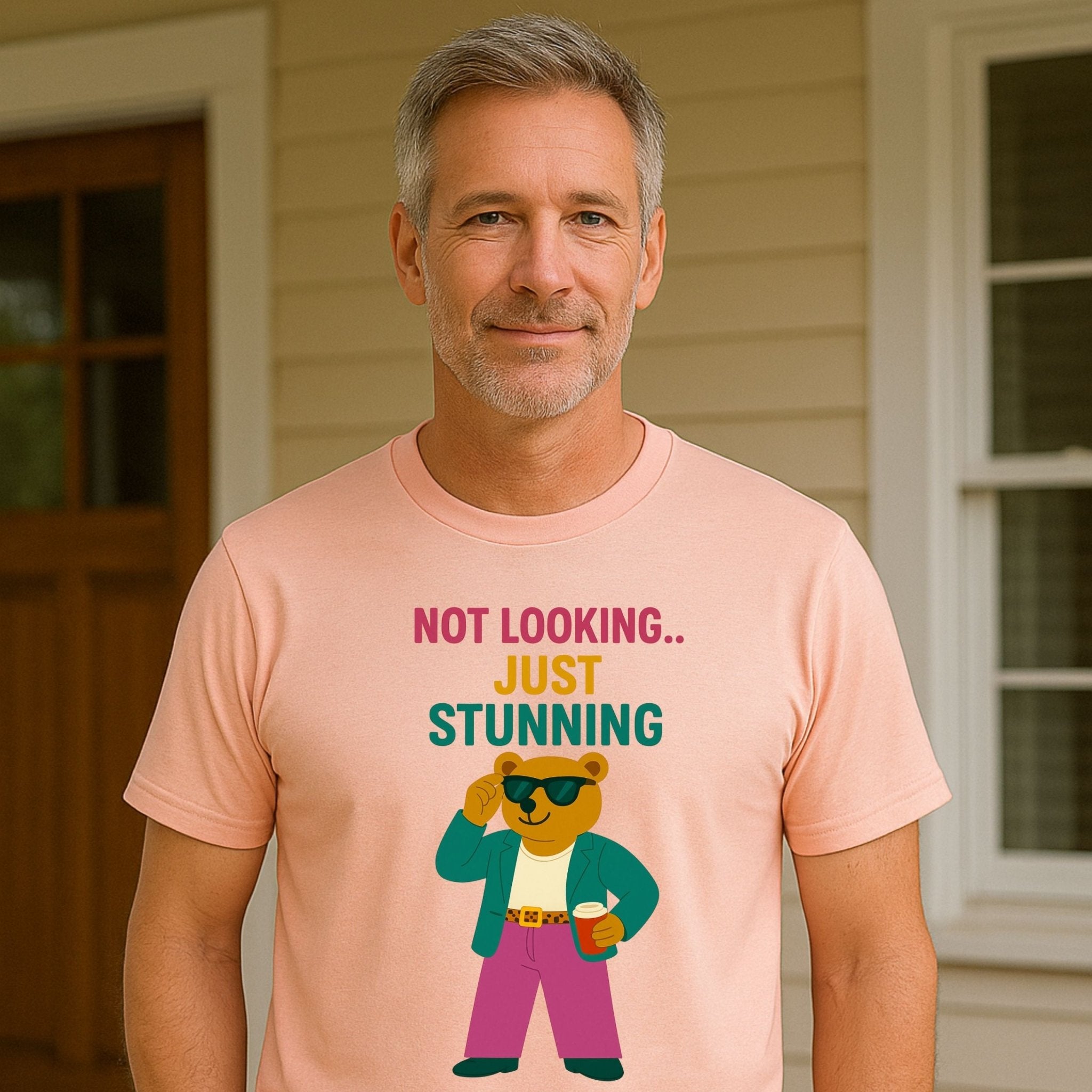 Not Looking Just Stunning Tee for Him, Funny Gay Bear Shirt, Confident Pride Gift Idea - Craig Michael Design