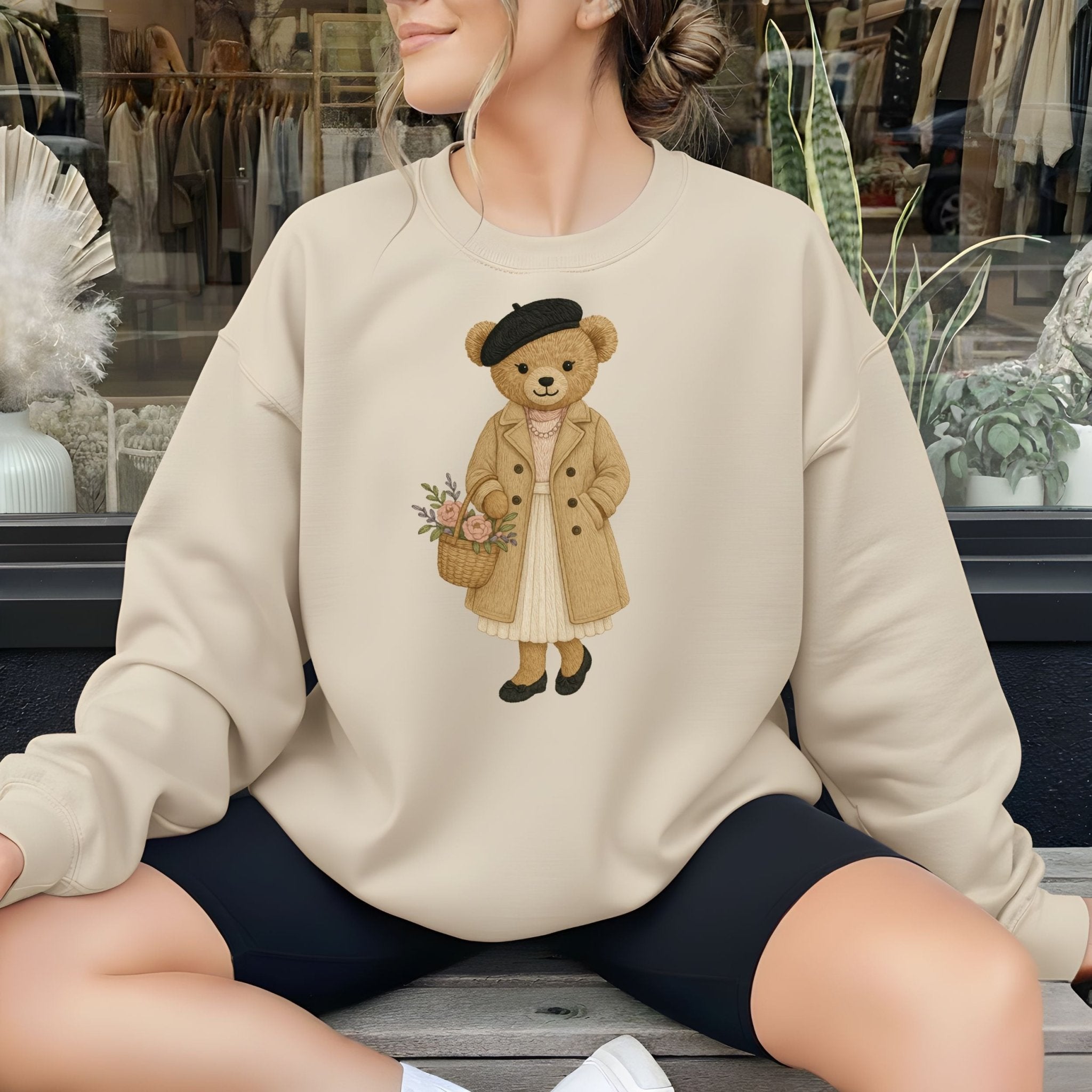 Paris Spring Fashion Bear Sweatshirt - Craig Michael Design