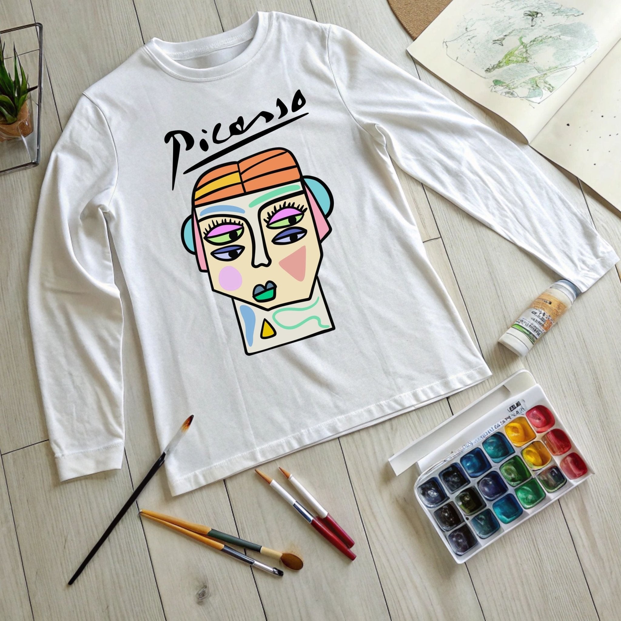 Picasso Long Sleeve T-Shirt – Abstract Modernist Art Tee - Craig Michael Design