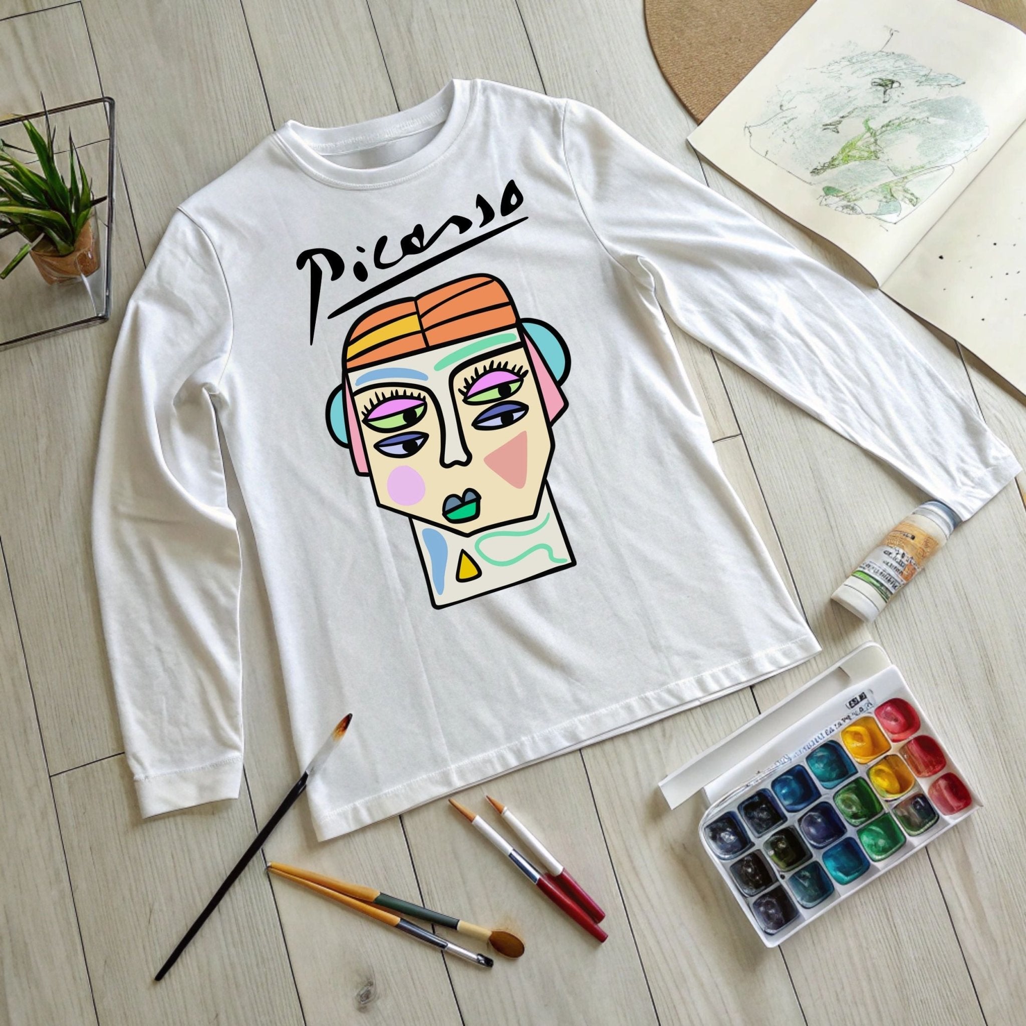 Picasso Long Sleeve T-Shirt – Abstract Modernist Art Tee - Craig Michael Design