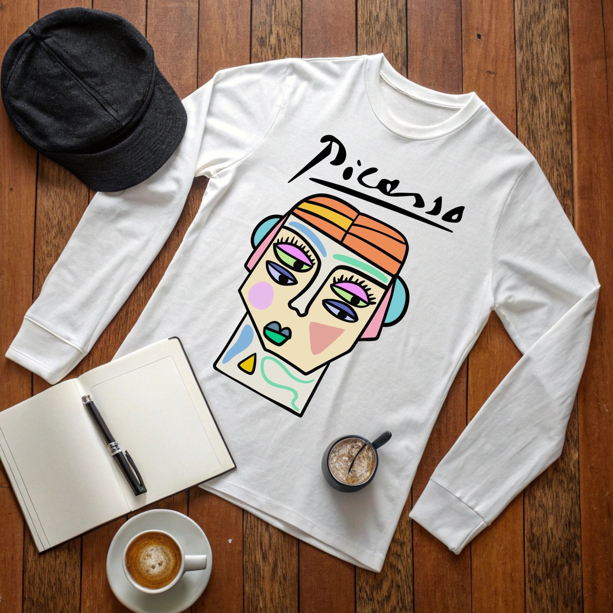 Picasso Long Sleeve T-Shirt – Abstract Modernist Art Tee - Craig Michael Design