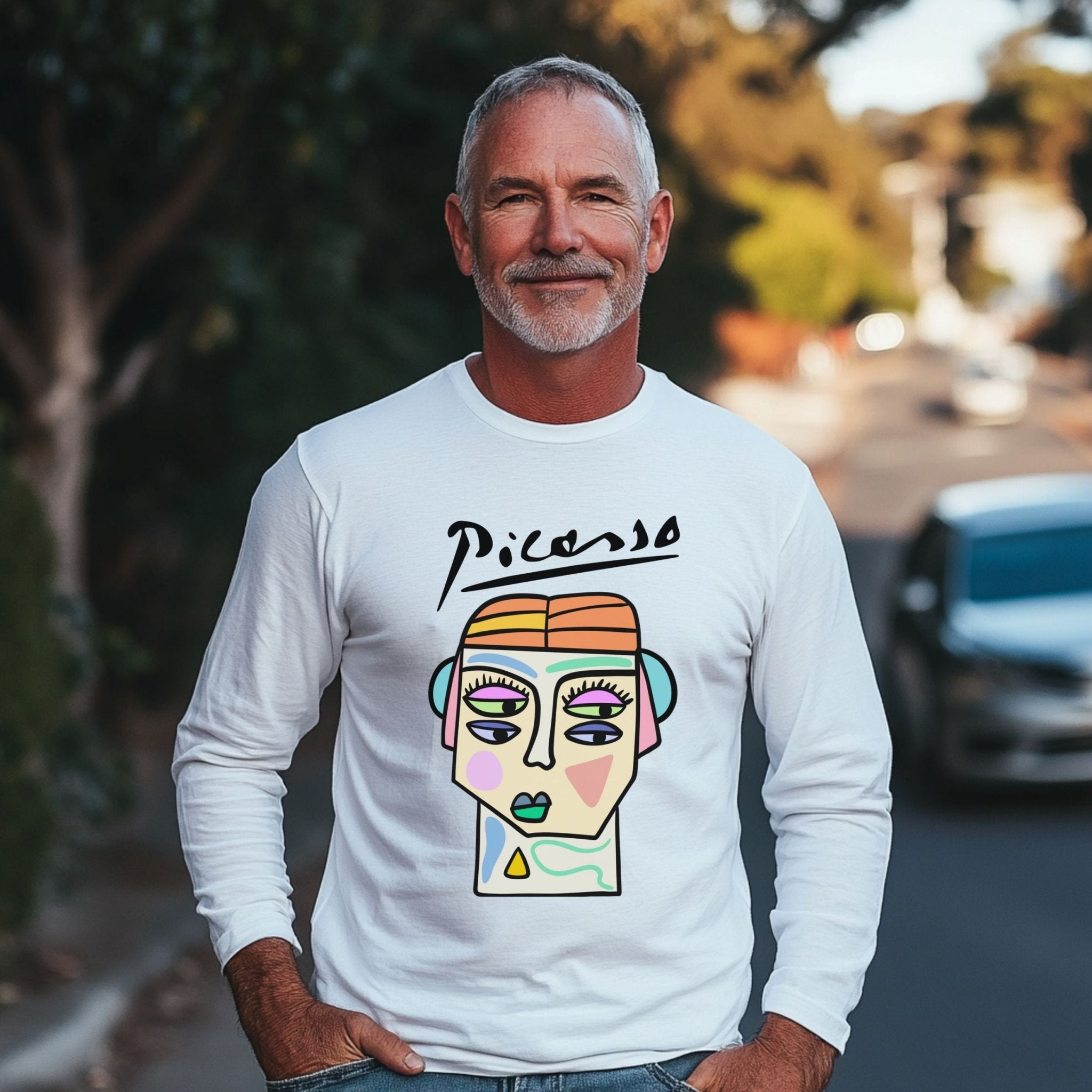 Picasso Long Sleeve T-Shirt – Abstract Modernist Art Tee - Craig Michael Design
