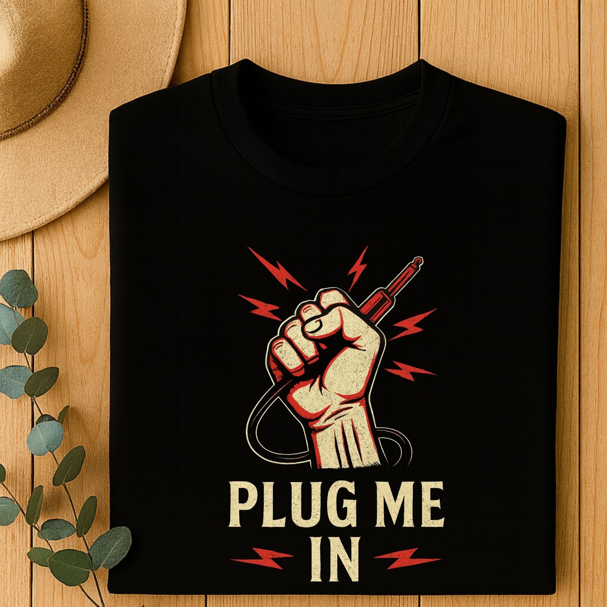 Plug Me In Guitar T-Shirt, Funny Musician Shirt for Men Women, Rock and Roll Electric Guitar Gift Tee - Craig Michael Design