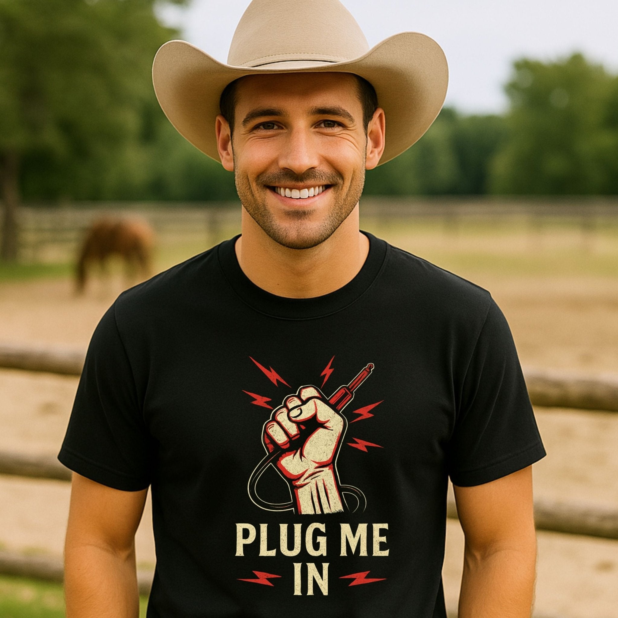 Plug Me In Guitar T-Shirt, Funny Musician Shirt for Men Women, Rock and Roll Electric Guitar Gift Tee - Craig Michael Design