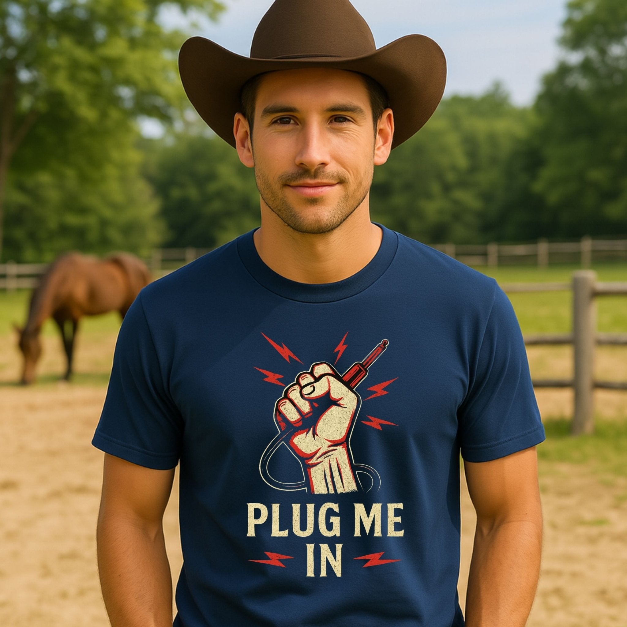 Plug Me In Guitar T-Shirt, Funny Musician Shirt for Men Women, Rock and Roll Electric Guitar Gift Tee - Craig Michael Design