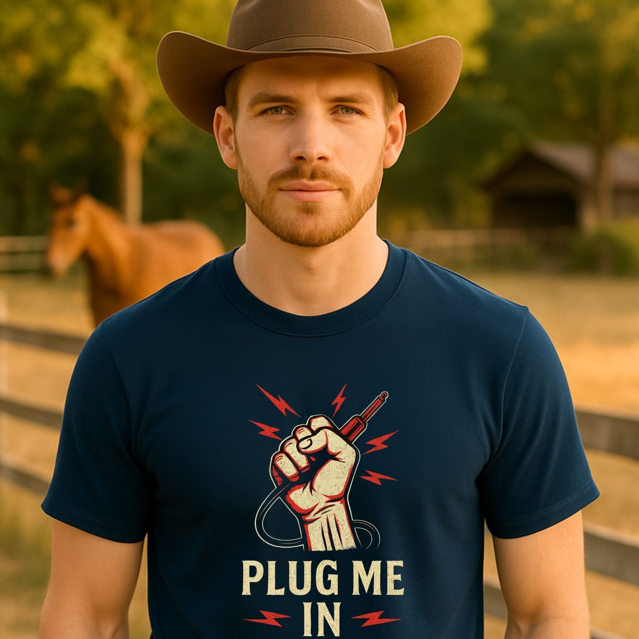 Plug Me In Guitar T-Shirt, Funny Musician Shirt for Men Women, Rock and Roll Electric Guitar Gift Tee - Craig Michael Design
