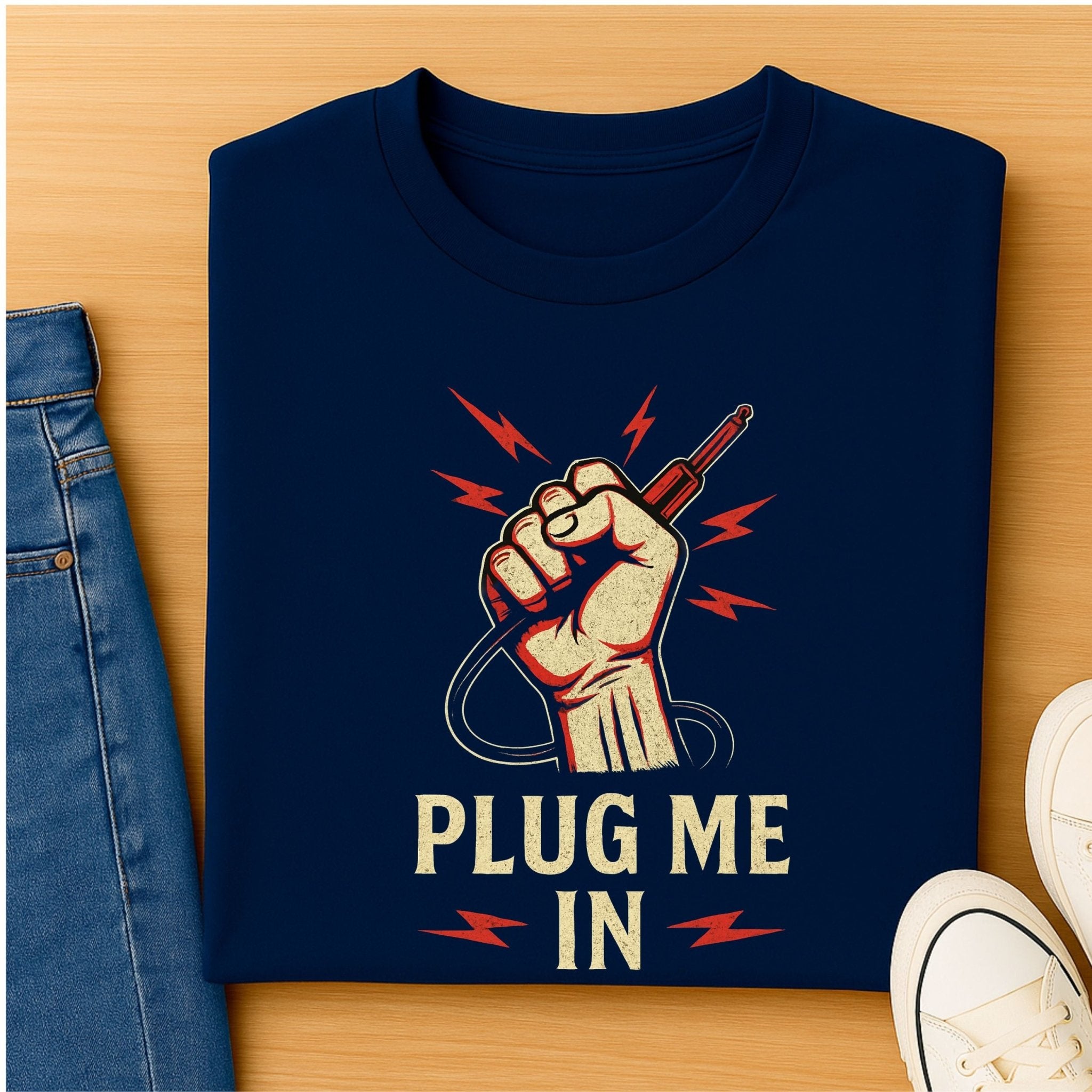 Plug Me In Guitar T-Shirt, Funny Musician Shirt for Men Women, Rock and Roll Electric Guitar Gift Tee - Craig Michael Design