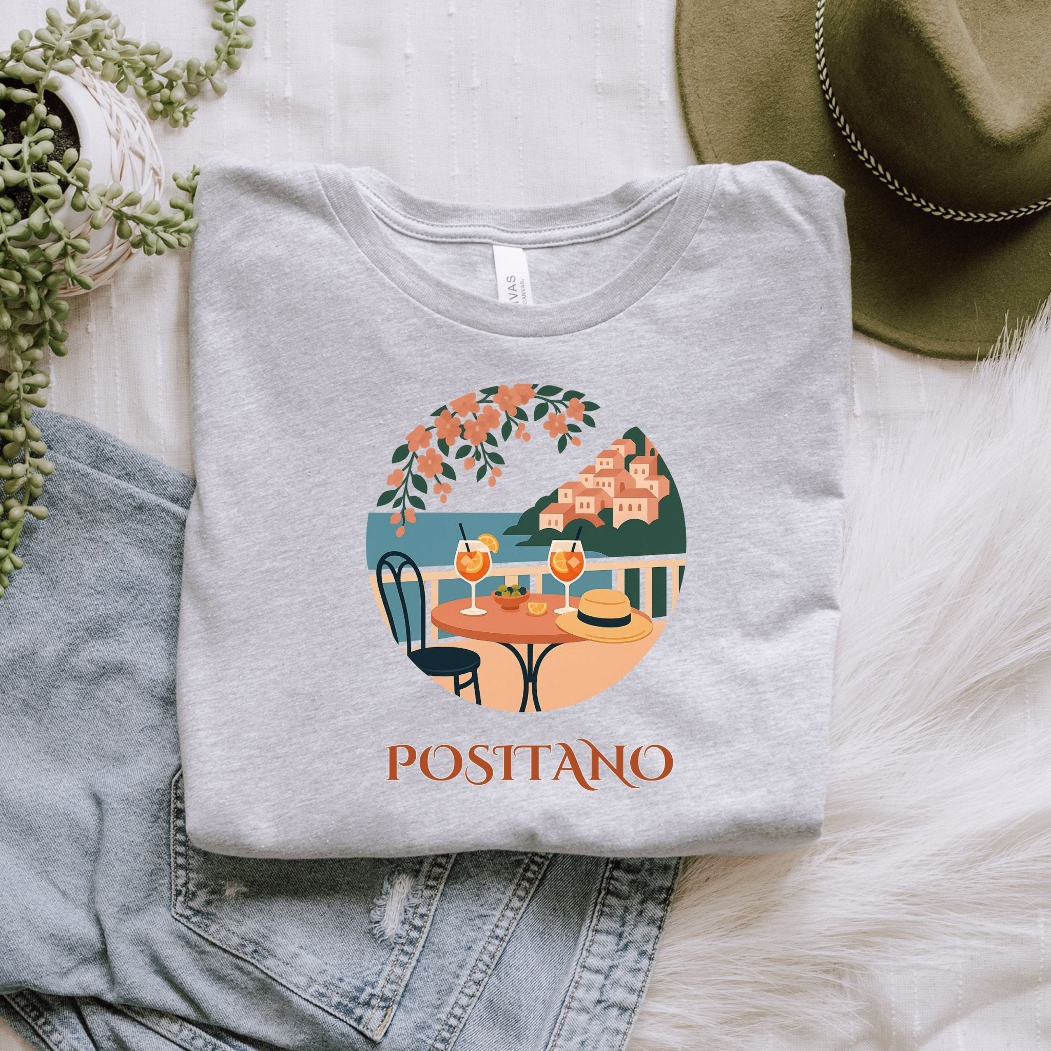 Positano Italy View T-Shirt, Coastal Vacation Tee - Craig Michael Design