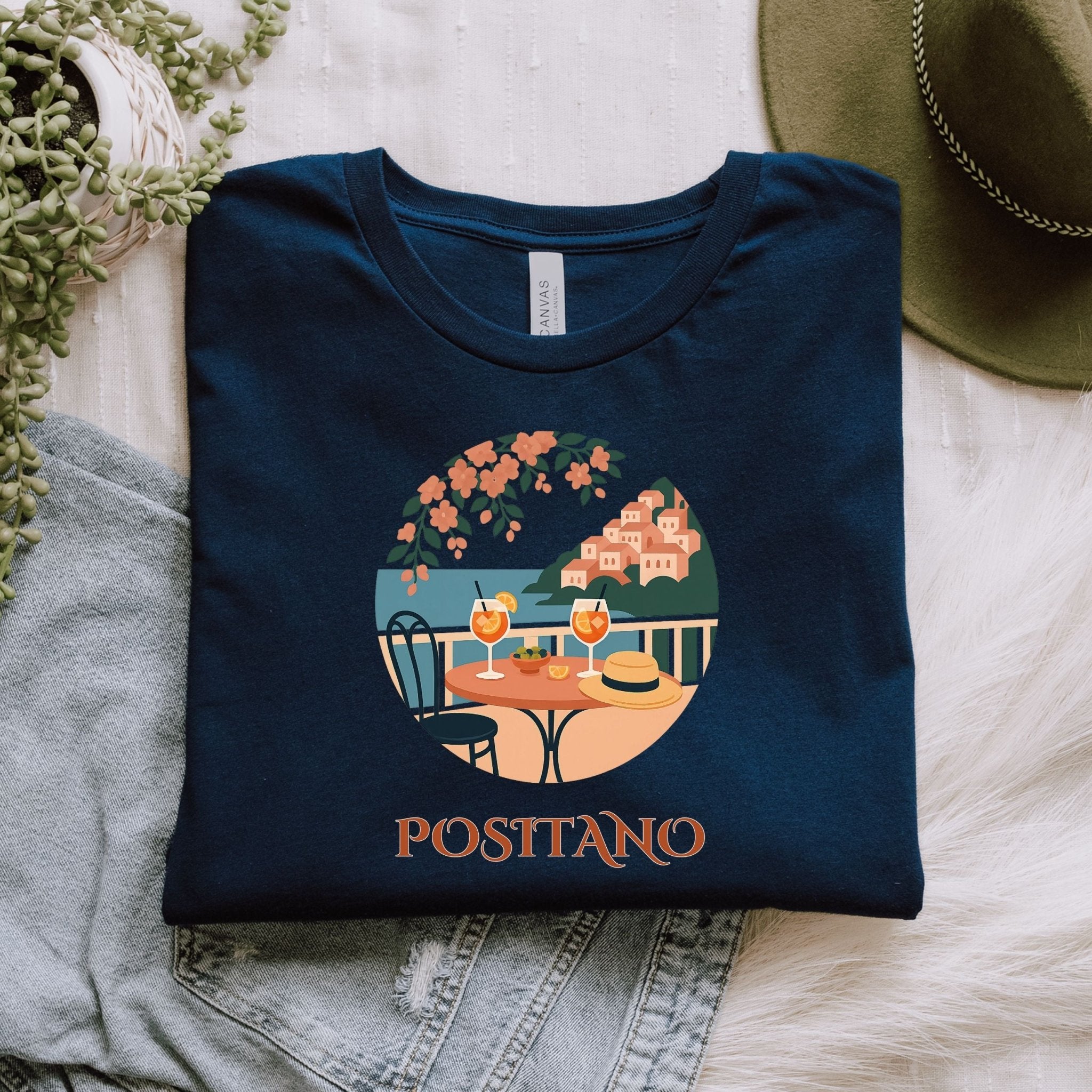 Positano Italy View T-Shirt, Coastal Vacation Tee - Craig Michael Design