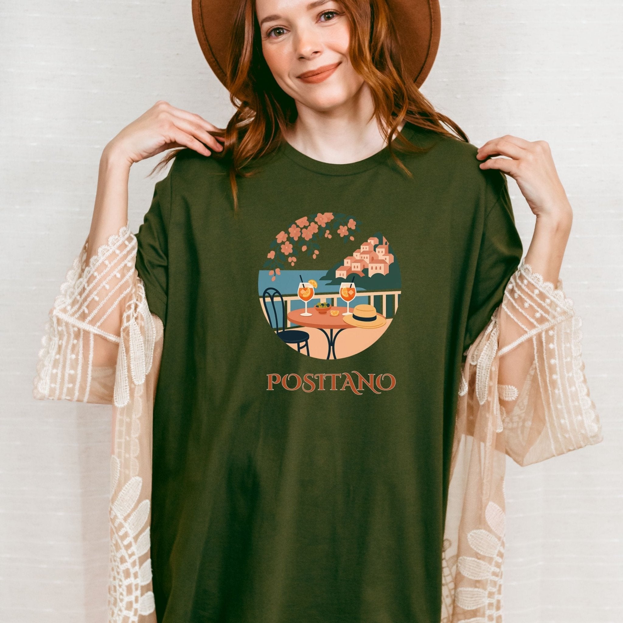 Positano Italy View T-Shirt, Coastal Vacation Tee - Craig Michael Design