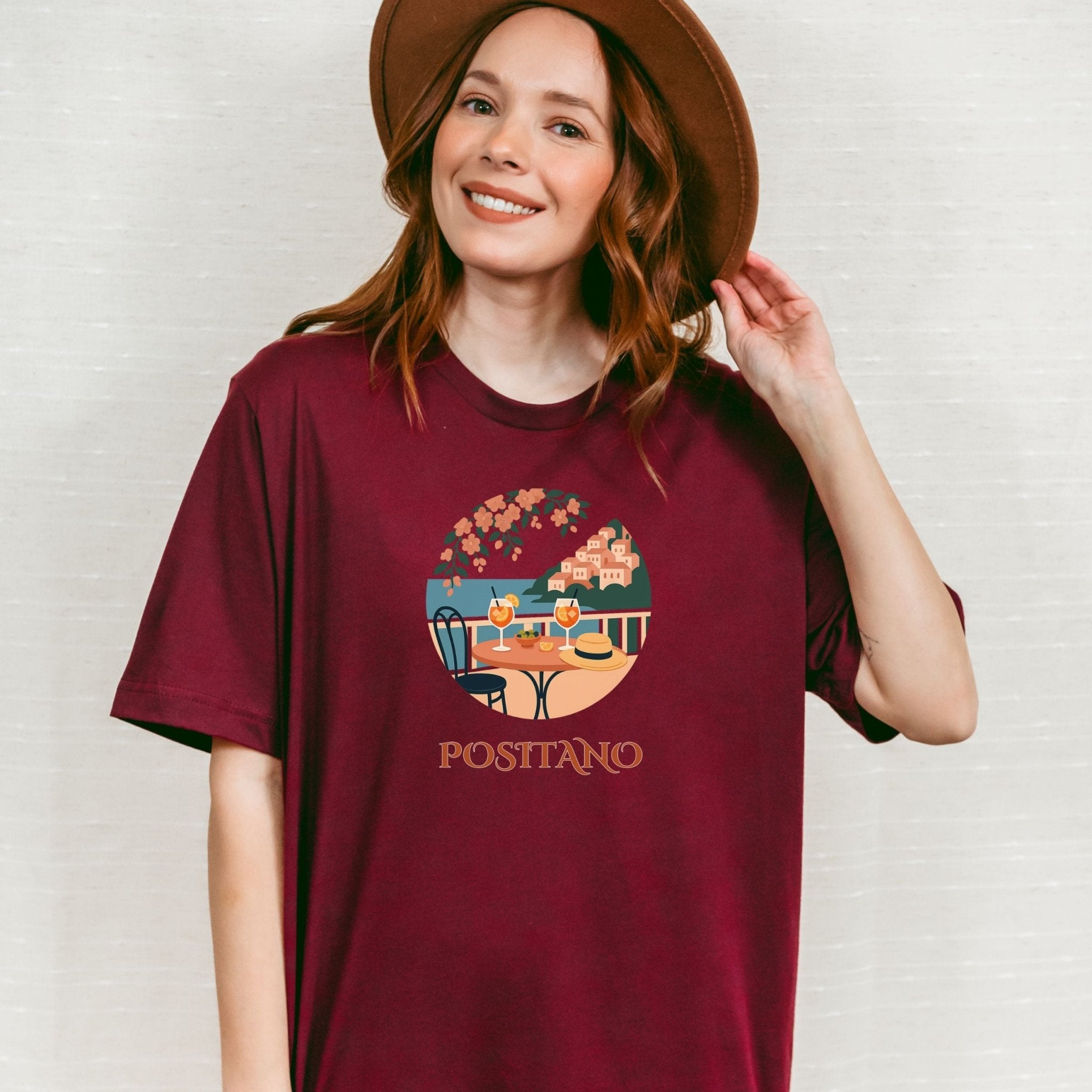 Positano Italy View T-Shirt, Coastal Vacation Tee - Craig Michael Design