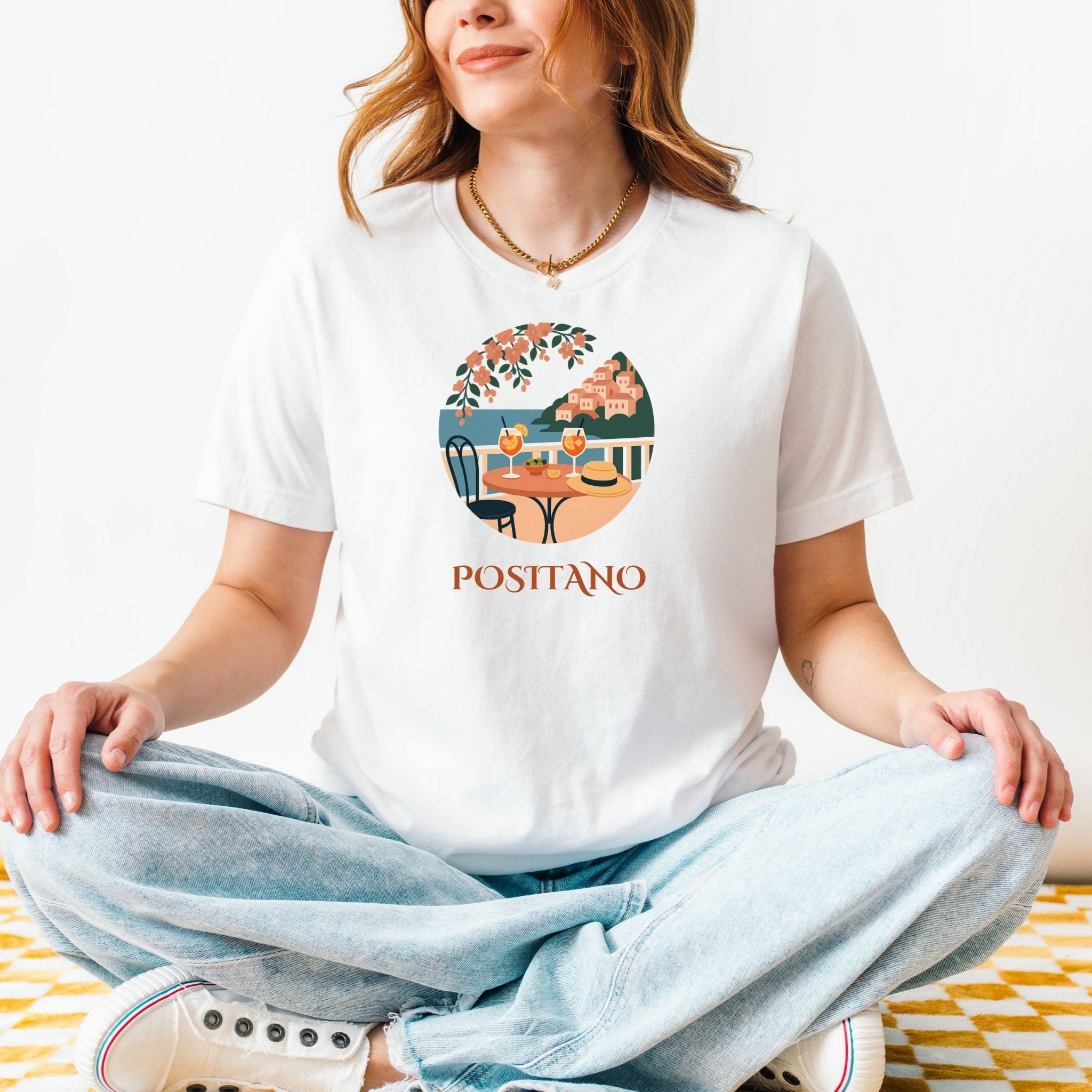 Positano Italy View T-Shirt, Coastal Vacation Tee - Craig Michael Design