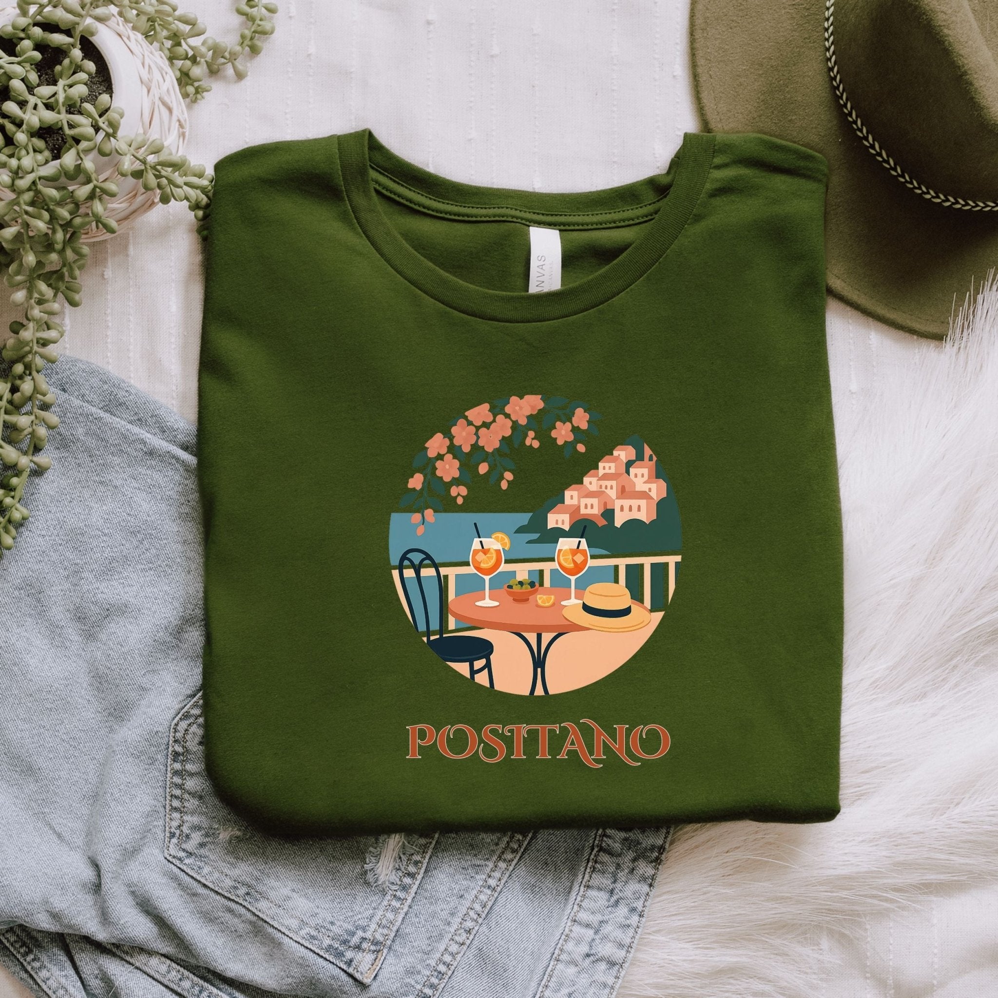 Positano Italy View T-Shirt, Coastal Vacation Tee - Craig Michael Design