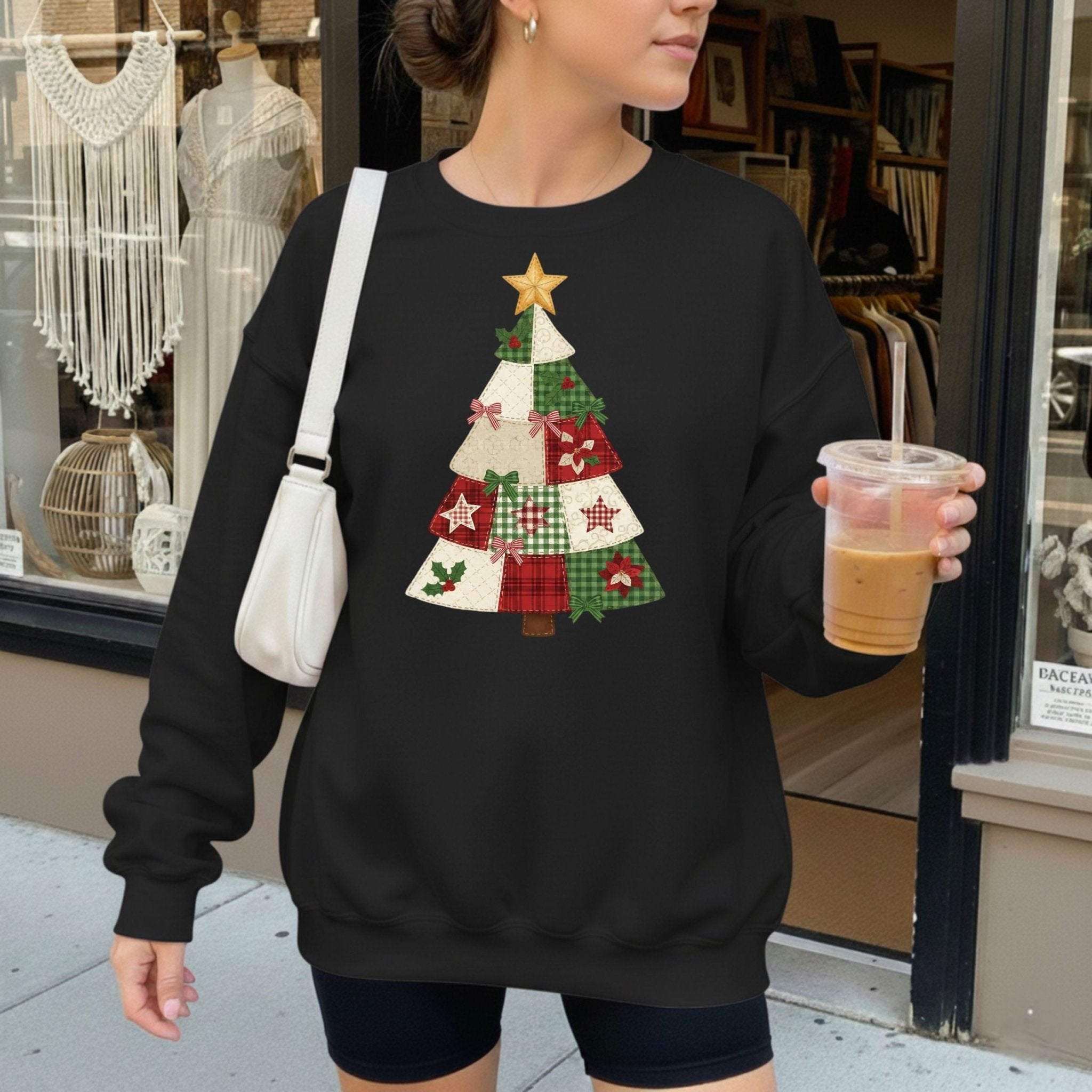 Quilted Christmas Tree Sweatshirt – Festive Holiday Edition - Craig Michael Design