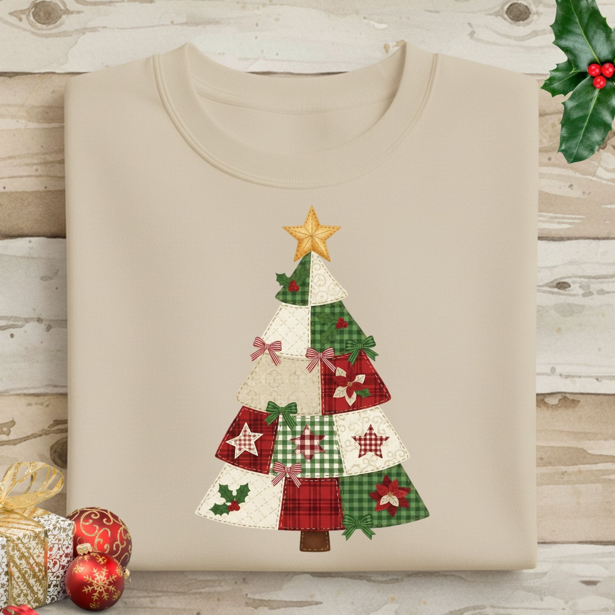 Quilted Christmas Tree Sweatshirt – Festive Holiday Edition - Craig Michael Design