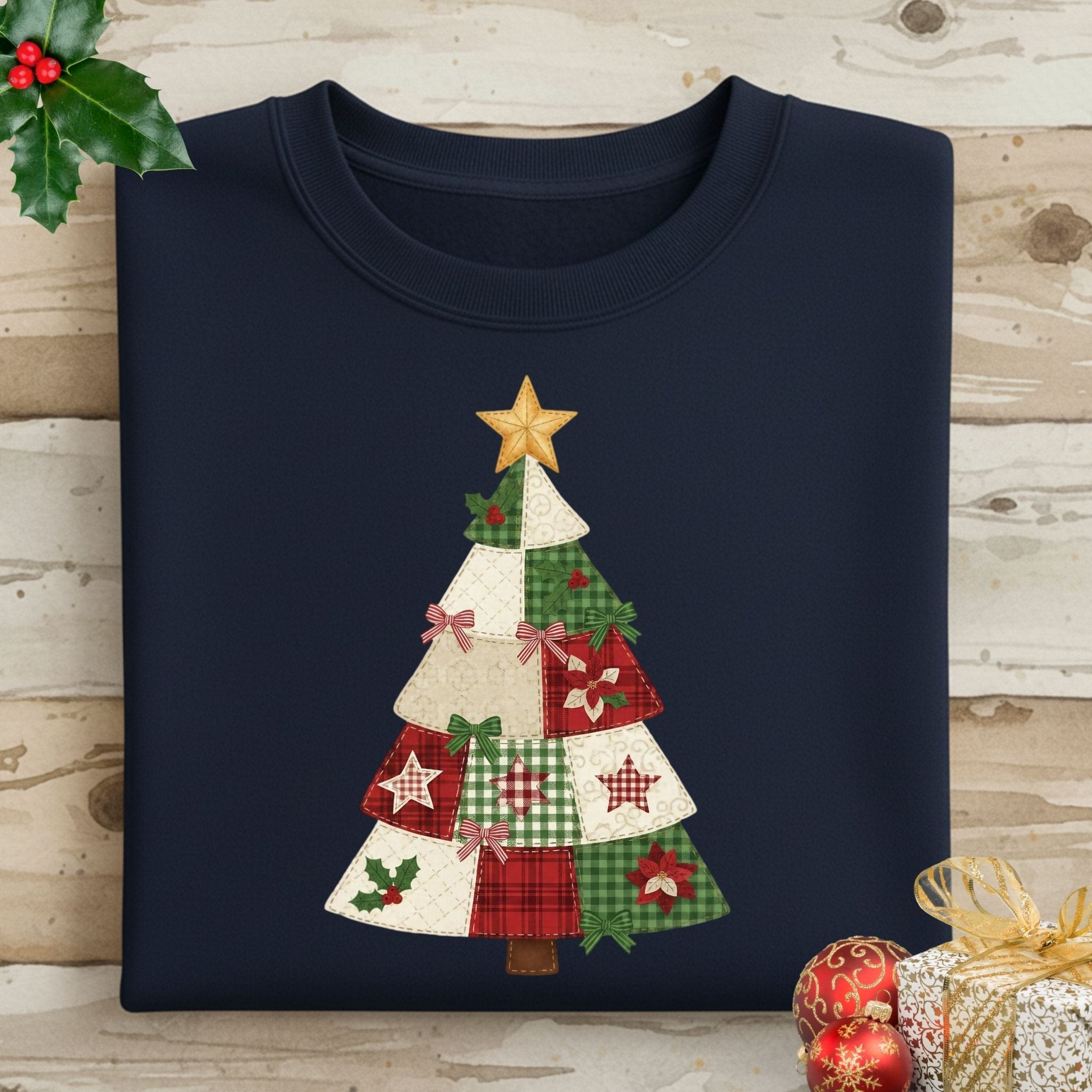 Quilted Christmas Tree Sweatshirt – Festive Holiday Edition - Craig Michael Design