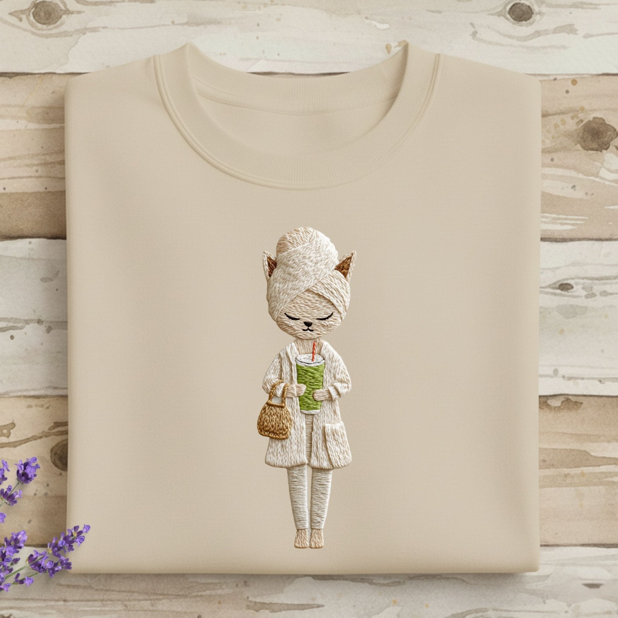 Relaxing Cat T-Shirt, Spa Day Kitten, Smoothie Drink, Pampered Pet Shirt, Animal Lover, Cute Funny TShirt, Kawaii Kitty, Unique Gift T-Shirt - Craig Michael Design