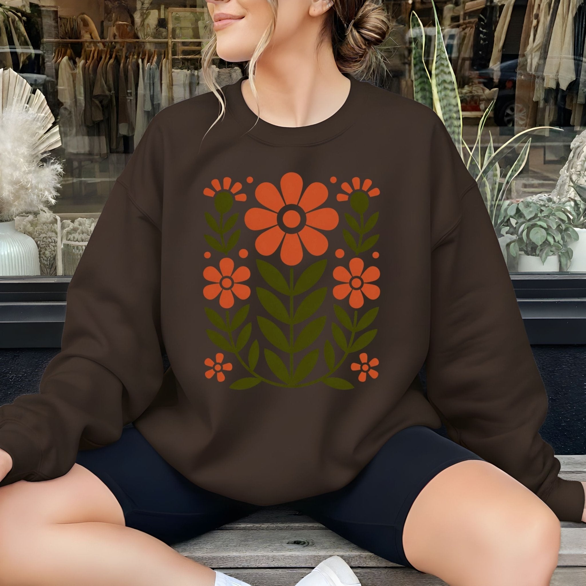 Retro Folk Floral Sweatshirt - Craig Michael Design