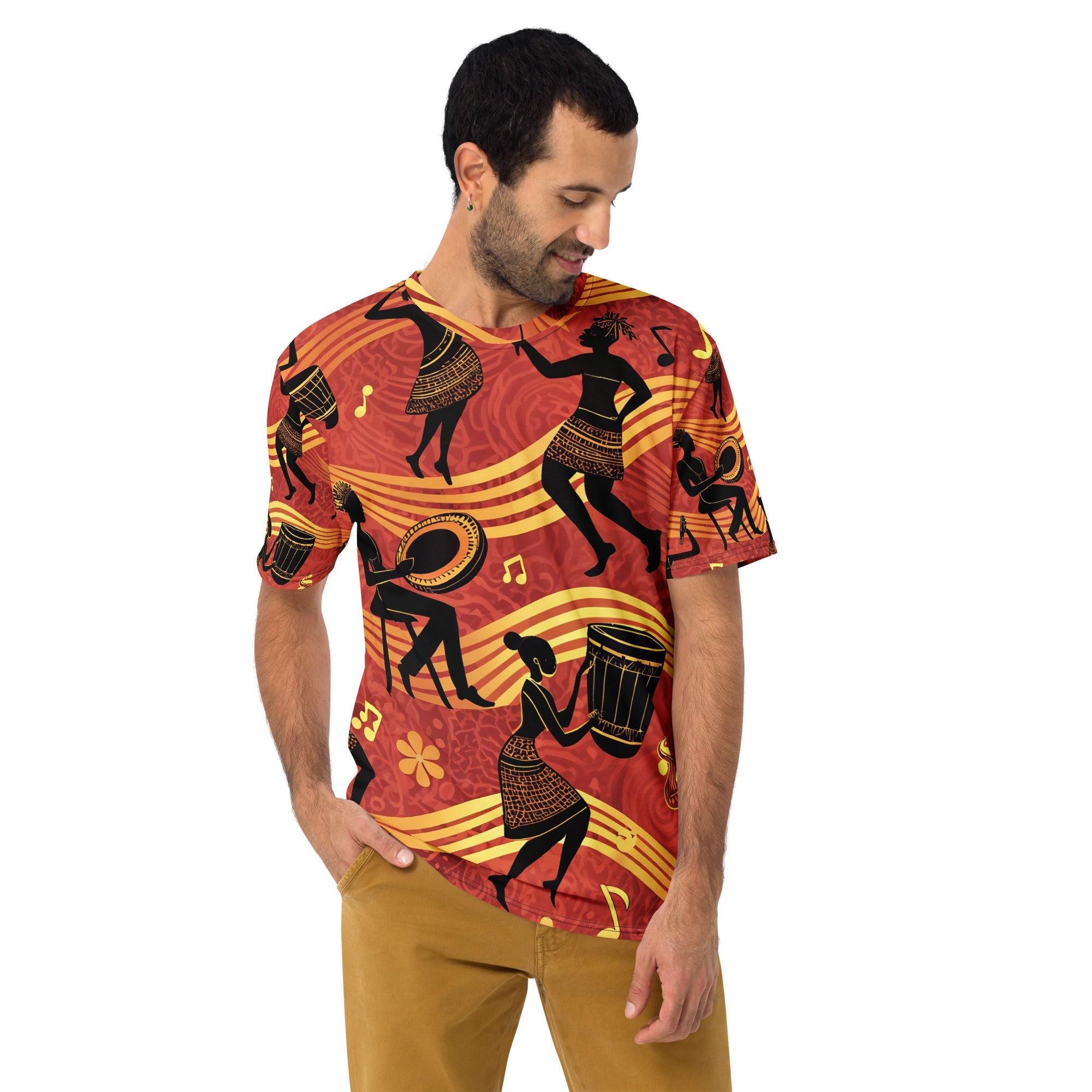 Rhythms of Africa All - Over Print T-Shirt – Tribal Dance & Drumming Design - Craig Michael Design