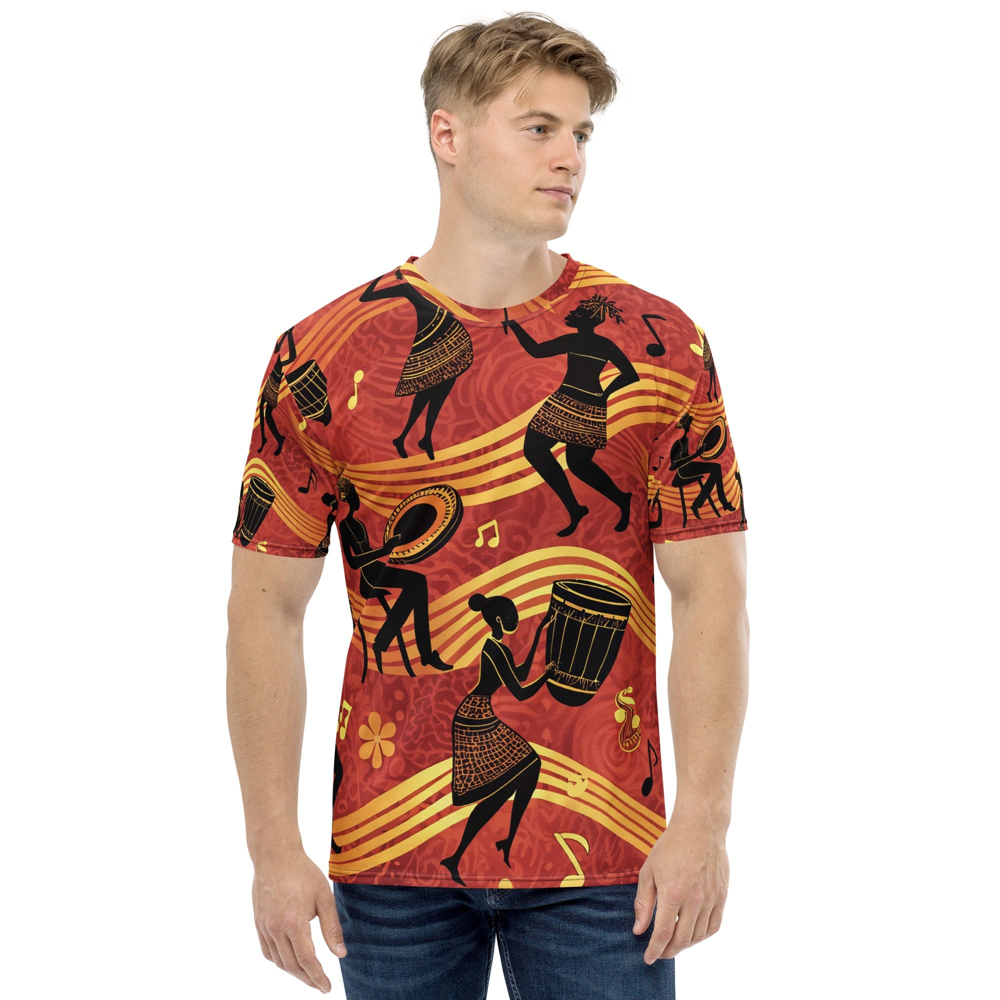 Rhythms of Africa All - Over Print T-Shirt – Tribal Dance & Drumming Design - Craig Michael Design