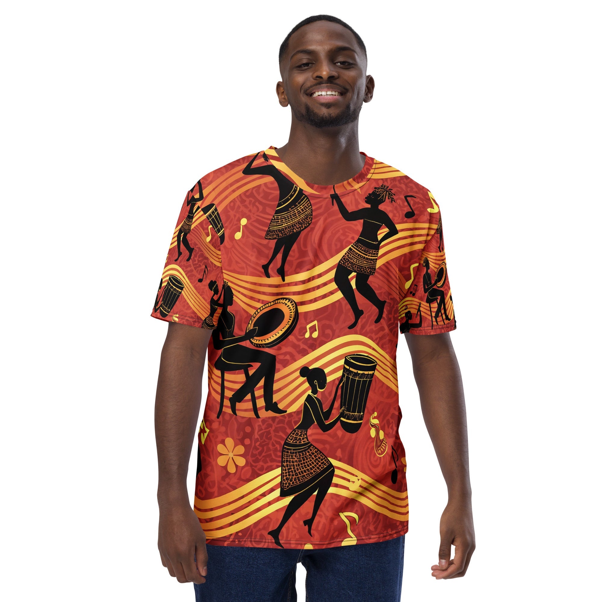 Rhythms of Africa All - Over Print T-Shirt – Tribal Dance & Drumming Design - Craig Michael Design