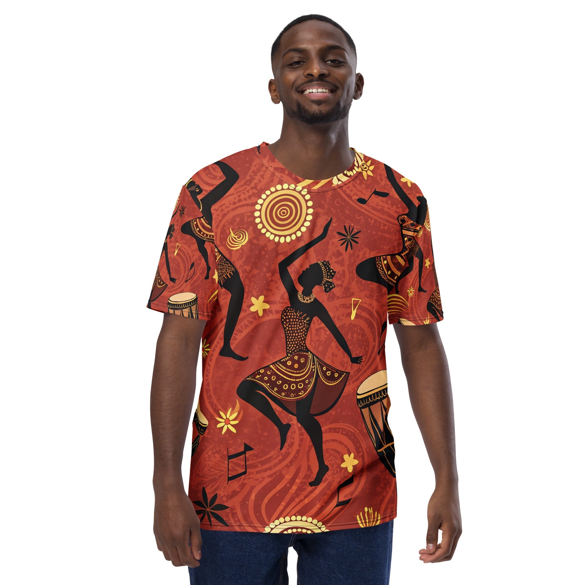 Rhythms of Africa All - Over Print T-Shirt – Tribal Dance & Drumming Design - Craig Michael Design