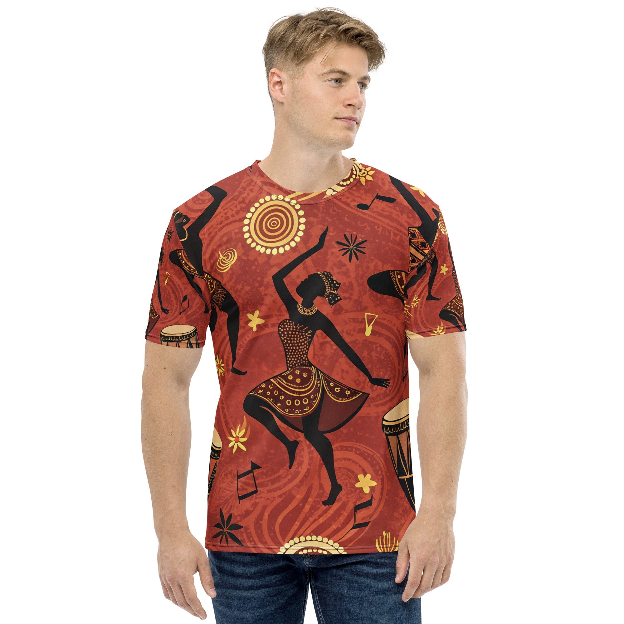 Rhythms of Africa All - Over Print T-Shirt – Tribal Dance & Drumming Design - Craig Michael Design