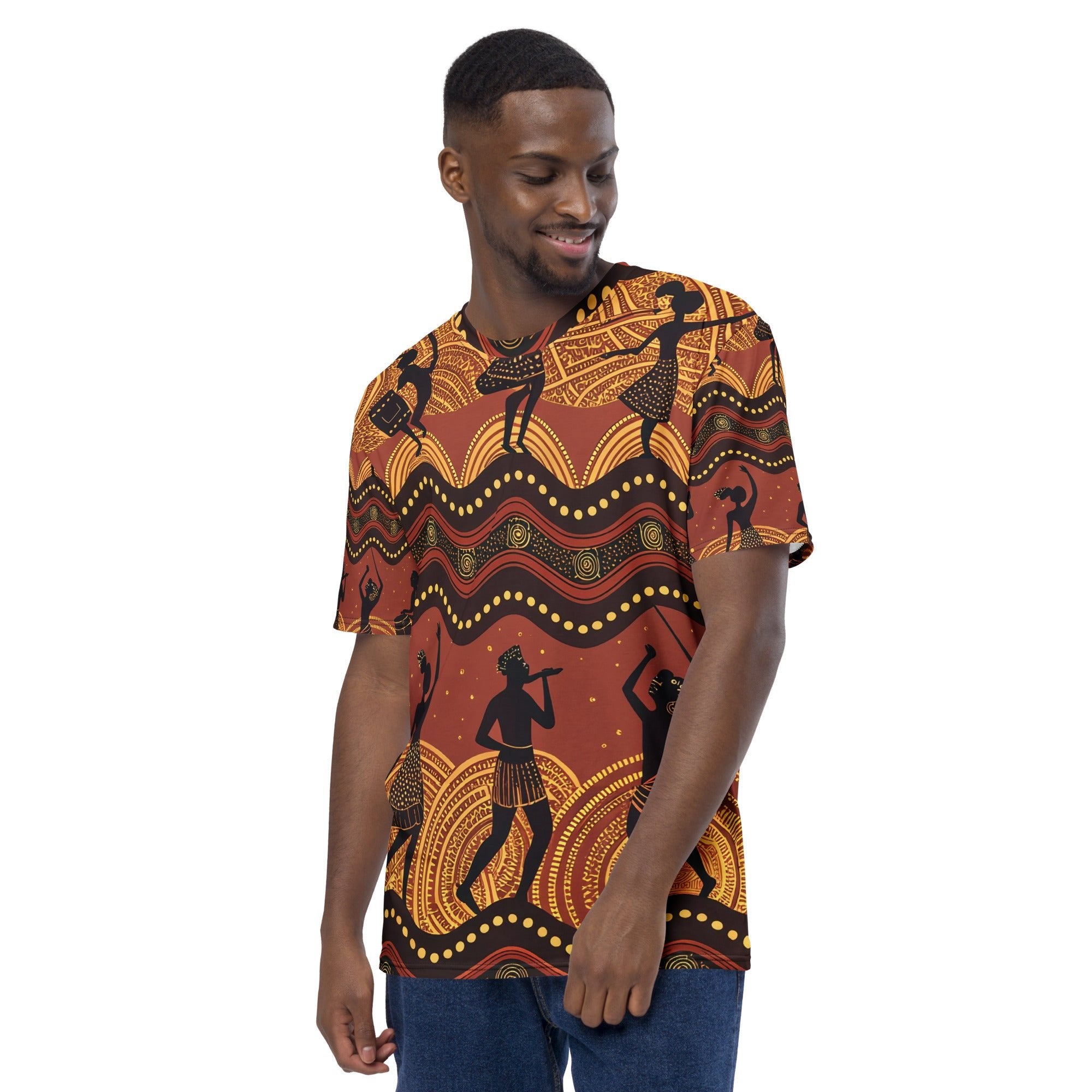 Rhythms of the Earth – African Tribal Dance Print T-Shirt,Traditional Music & Dance Pattern, Afro - Boho Fashion - Craig Michael Design
