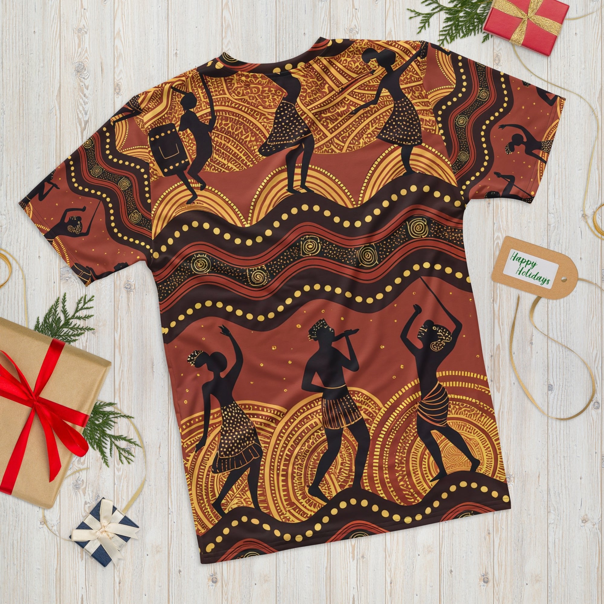 Rhythms of the Earth – African Tribal Dance Print T-Shirt,Traditional Music & Dance Pattern, Afro - Boho Fashion - Craig Michael Design