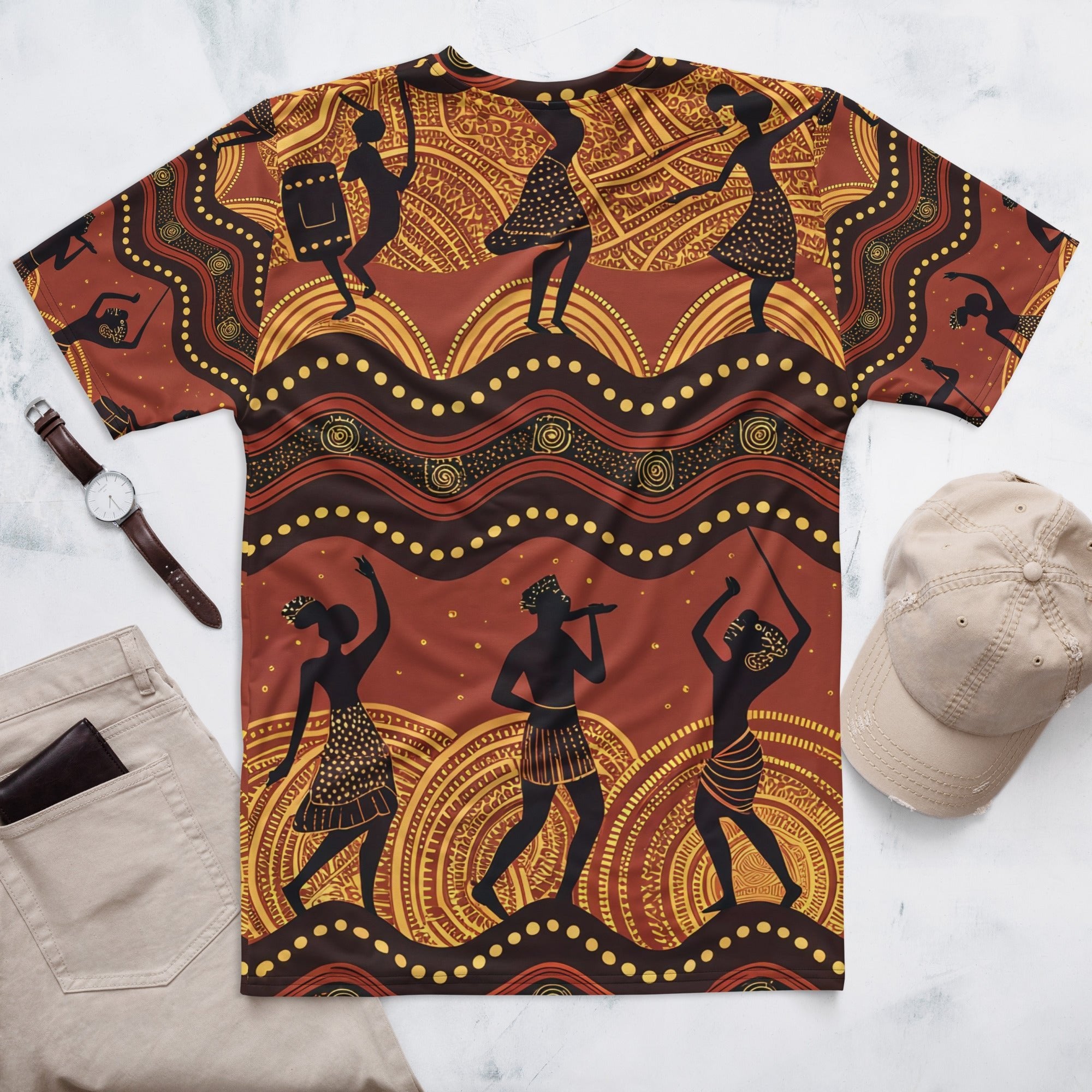 Rhythms of the Earth – African Tribal Dance Print T-Shirt,Traditional Music & Dance Pattern, Afro - Boho Fashion - Craig Michael Design