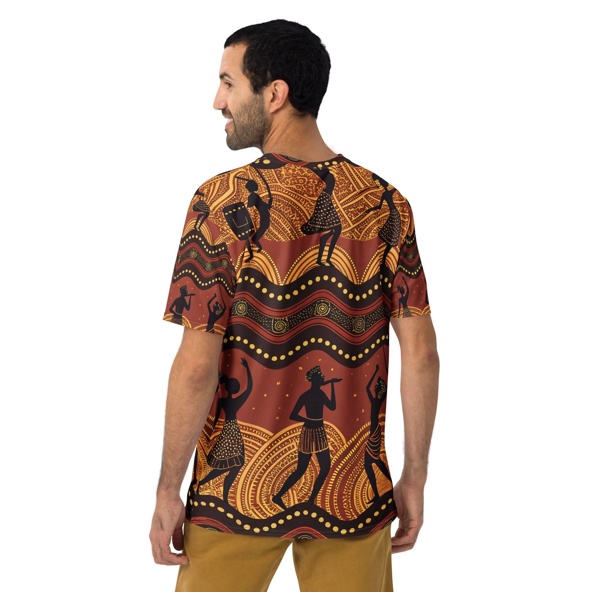 Rhythms of the Earth – African Tribal Dance Print T-Shirt,Traditional Music & Dance Pattern, Afro - Boho Fashion - Craig Michael Design