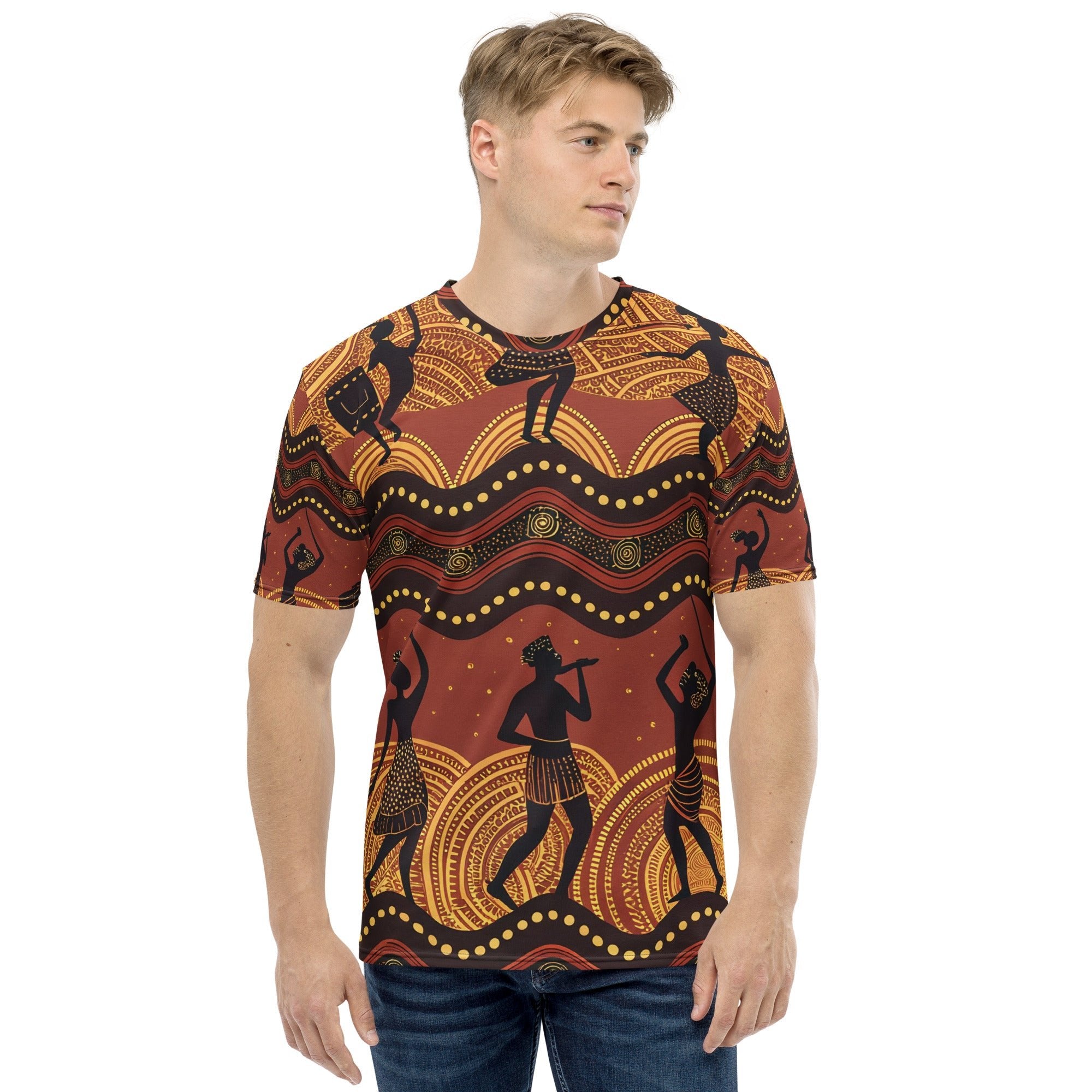 Rhythms of the Earth – African Tribal Dance Print T-Shirt,Traditional Music & Dance Pattern, Afro - Boho Fashion - Craig Michael Design