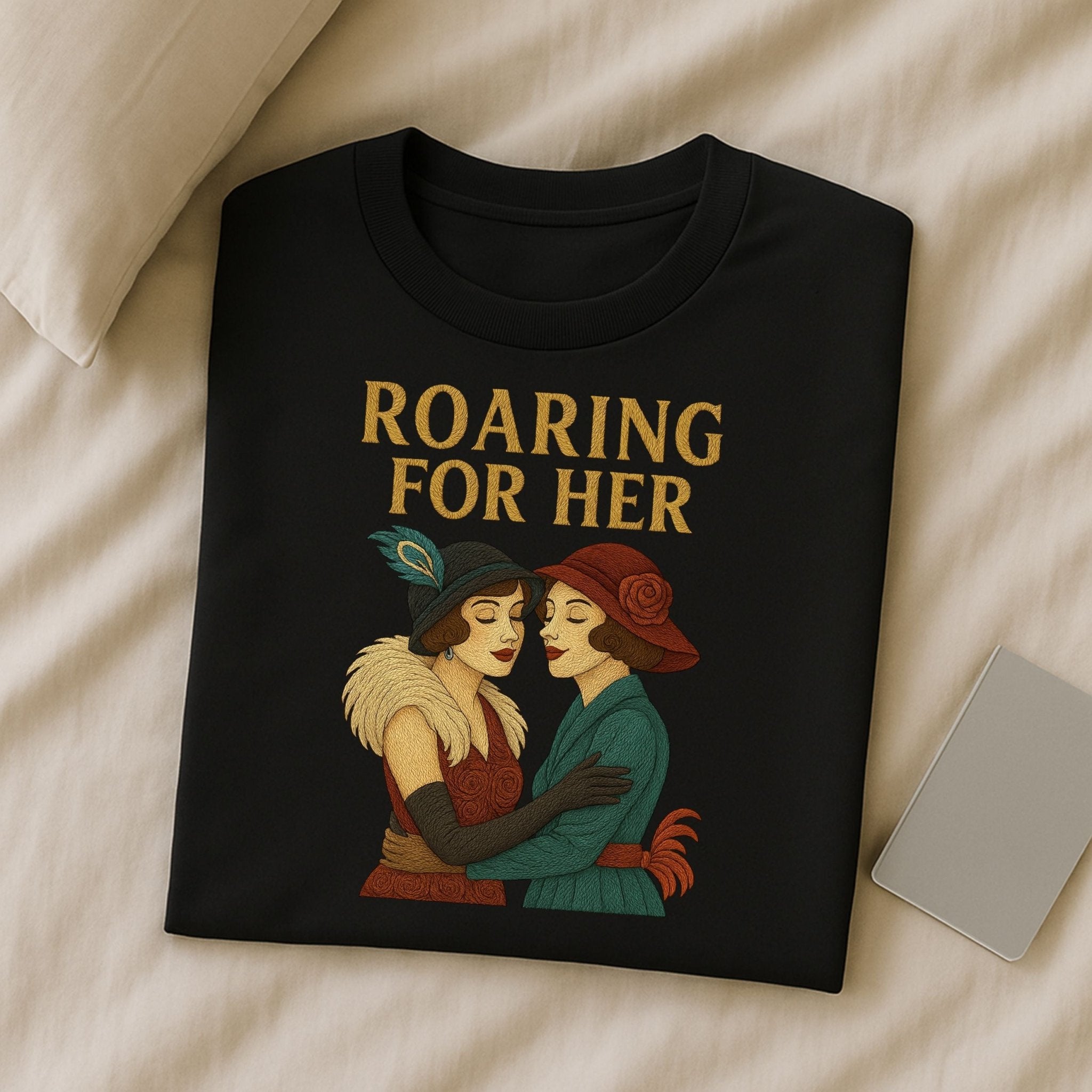 Roaring for Her – 1920s Flapper Lesbian T-Shirt, Vintage Sapphic Gift - Craig Michael Design