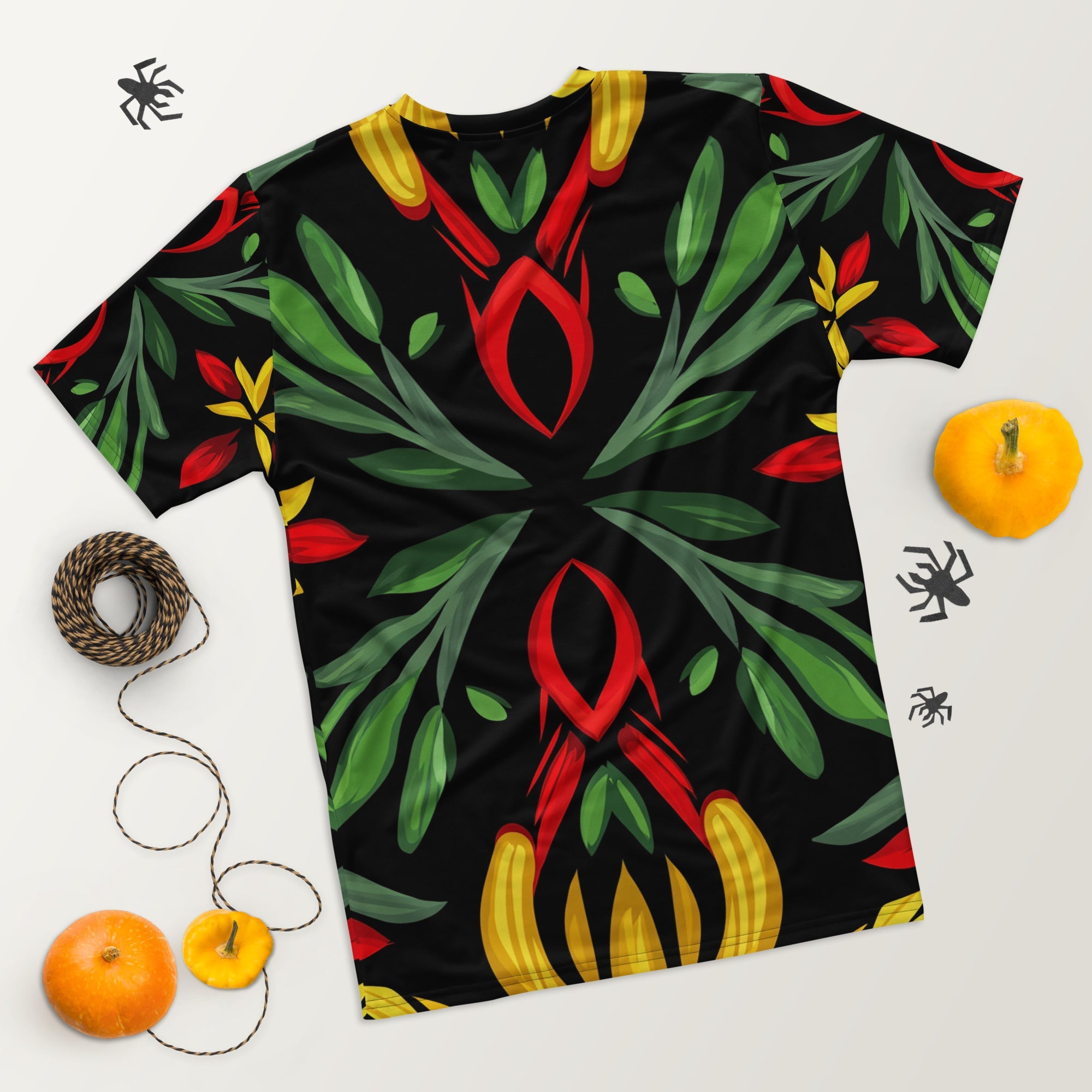 Royal Roots – African Floral Print T-Shirt, Bold Tribal Botanical Tee, Red, Yellow & Green Ethnic Pattern, Afro - Boho Fashion, Cultural Streetwear - Craig Michael Design