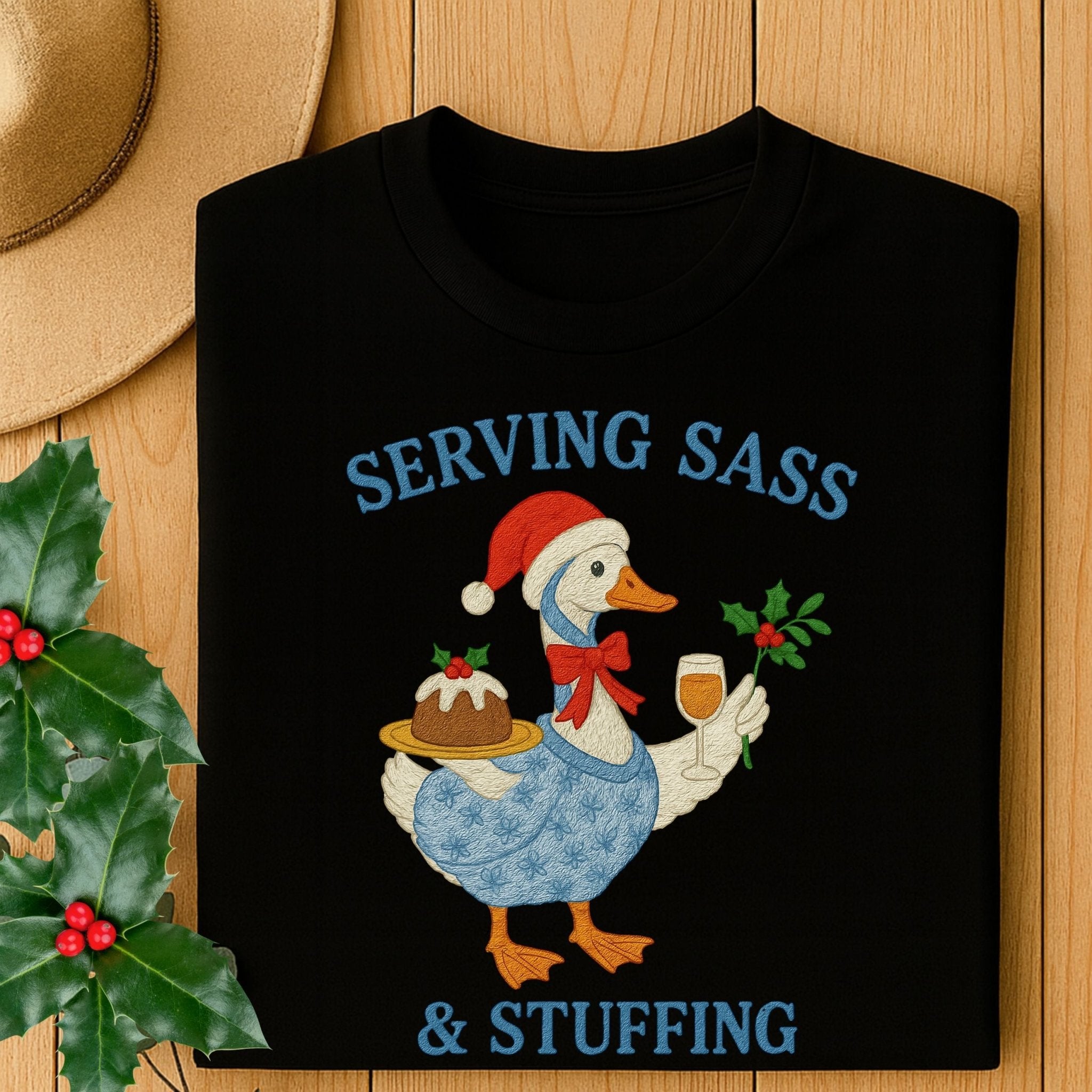 Serving Sass & Stuffing Goose Christmas Shirt, Funny Holiday T-Shirt - Craig Michael Design