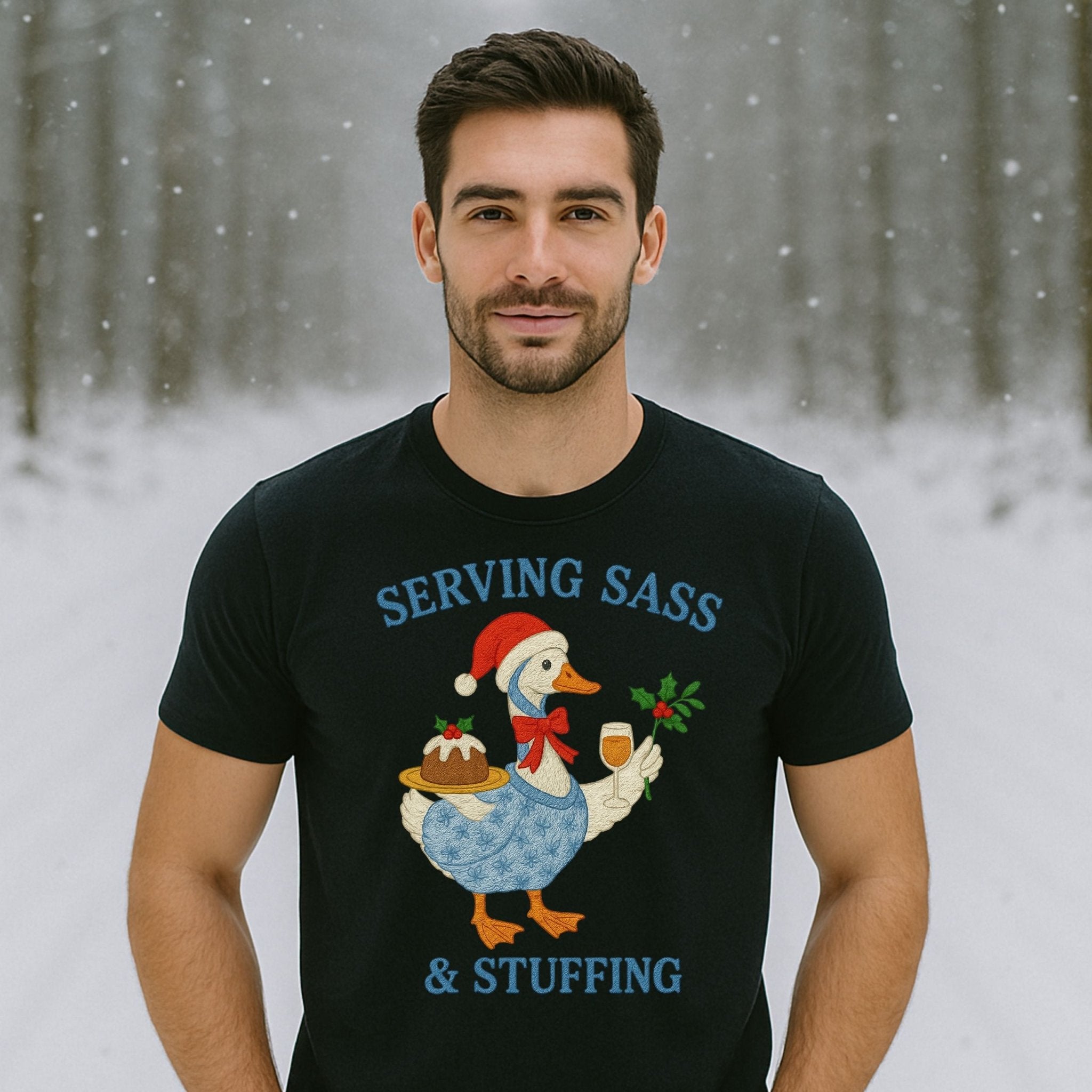 Serving Sass & Stuffing Goose Christmas Shirt, Funny Holiday T-Shirt - Craig Michael Design