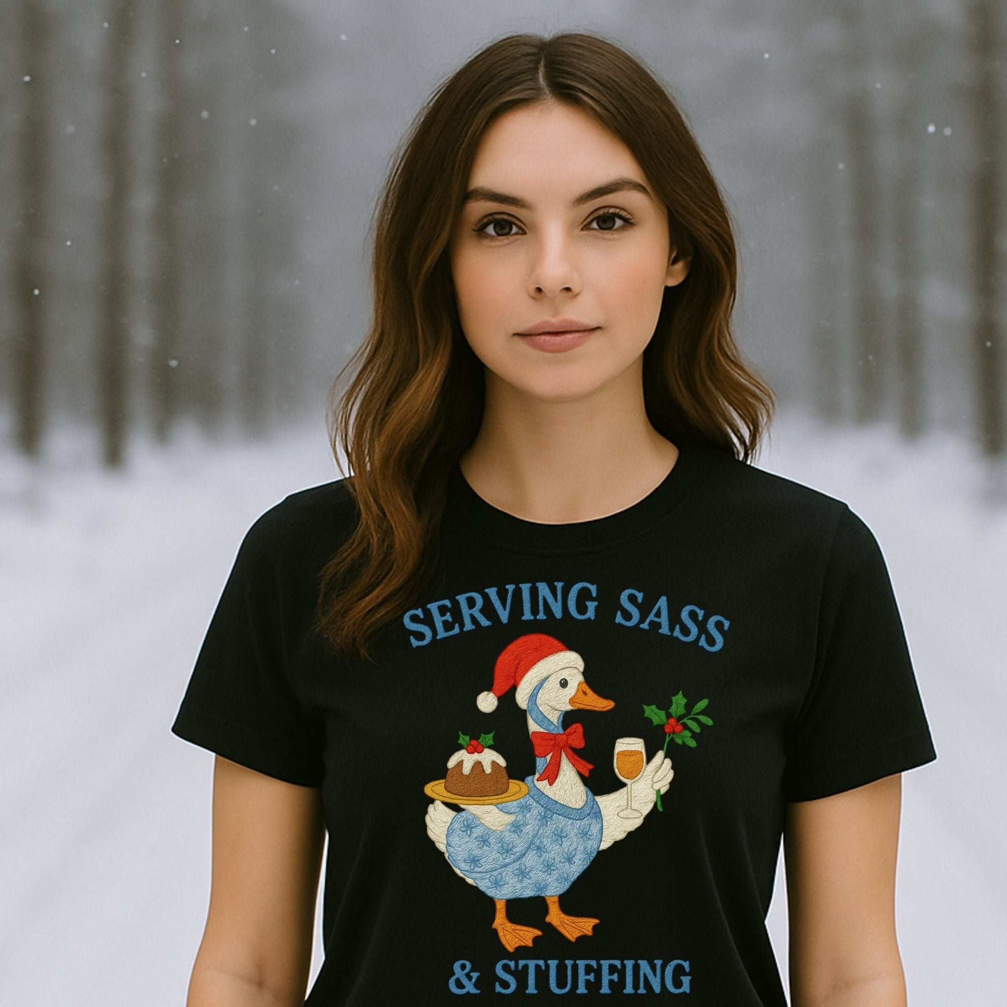 Serving Sass & Stuffing Goose Christmas Shirt, Funny Holiday T-Shirt - Craig Michael Design