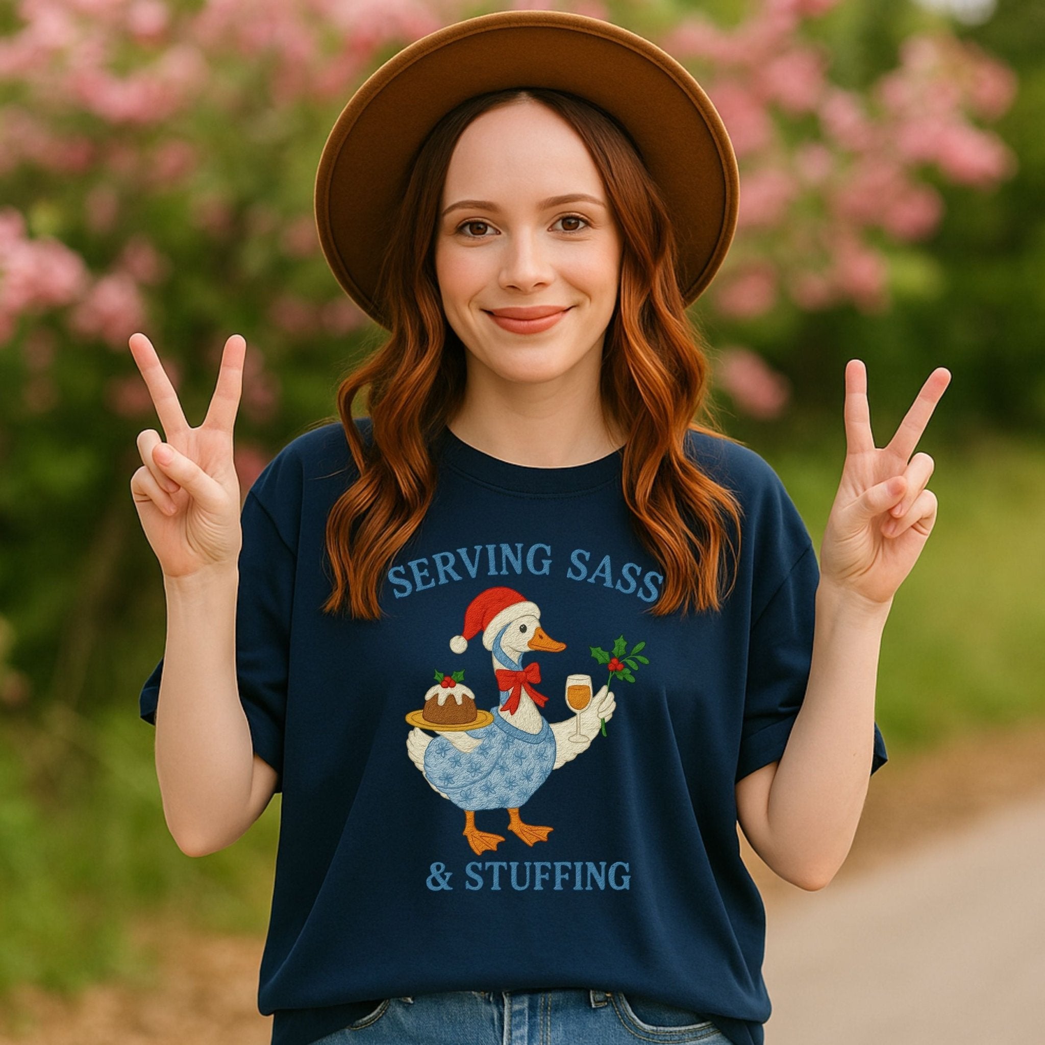 Serving Sass & Stuffing Goose Christmas Shirt, Funny Holiday T-Shirt - Craig Michael Design