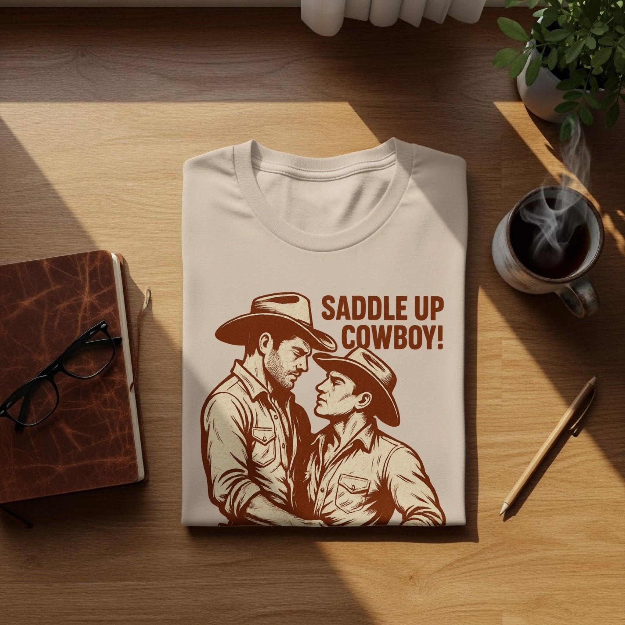 Sexy Gay Cowboy Shirt, Saddle Up Cowboy Tee, Mlm Pride T-Shirt, Vintage Western Top for Him, Gay Rodeo Gift - Craig Michael Design
