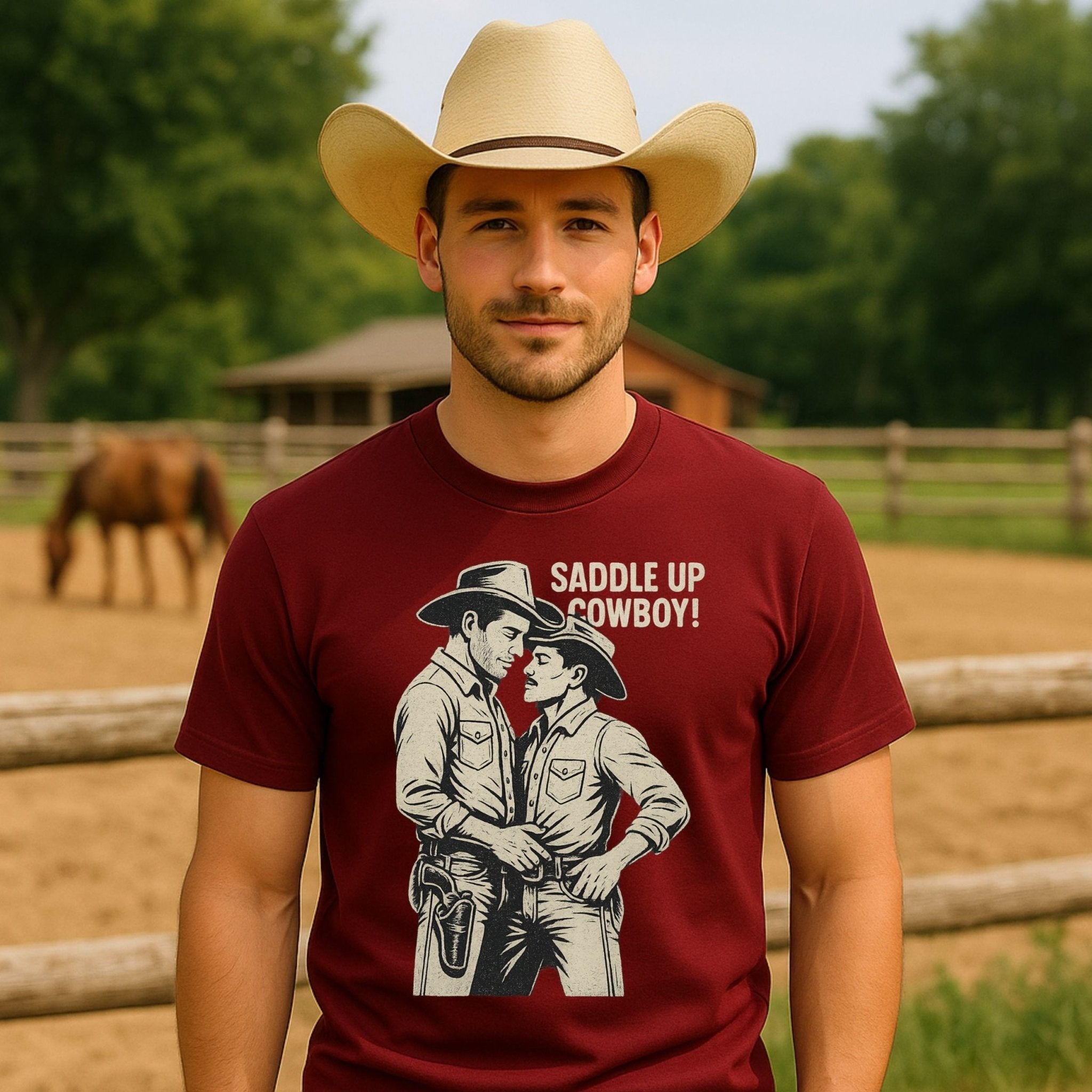 Sexy Gay Cowboy Shirt, Saddle Up Cowboy Tee, Vintage Mlm Pride Top, Funny Western T-Shirt for Him, Gay Rodeo Gift 2025 - Craig Michael Design