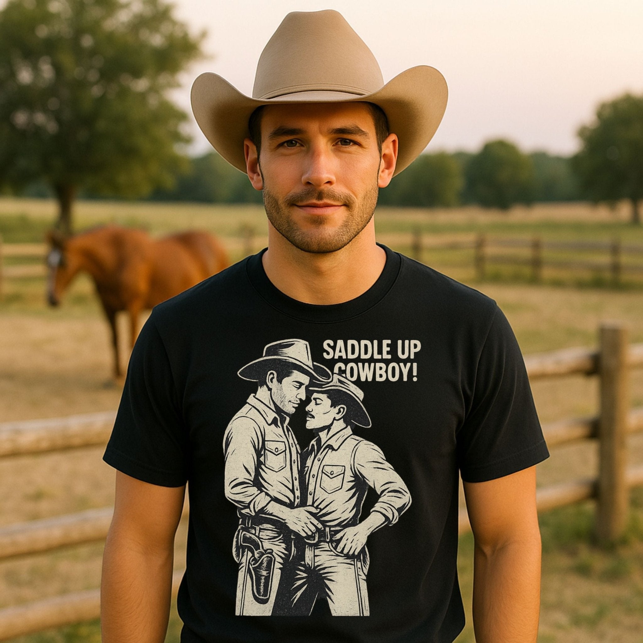 Sexy Gay Cowboy Shirt, Saddle Up Cowboy Tee, Vintage Mlm Pride Top, Funny Western T-Shirt for Him, Gay Rodeo Gift 2025 - Craig Michael Design