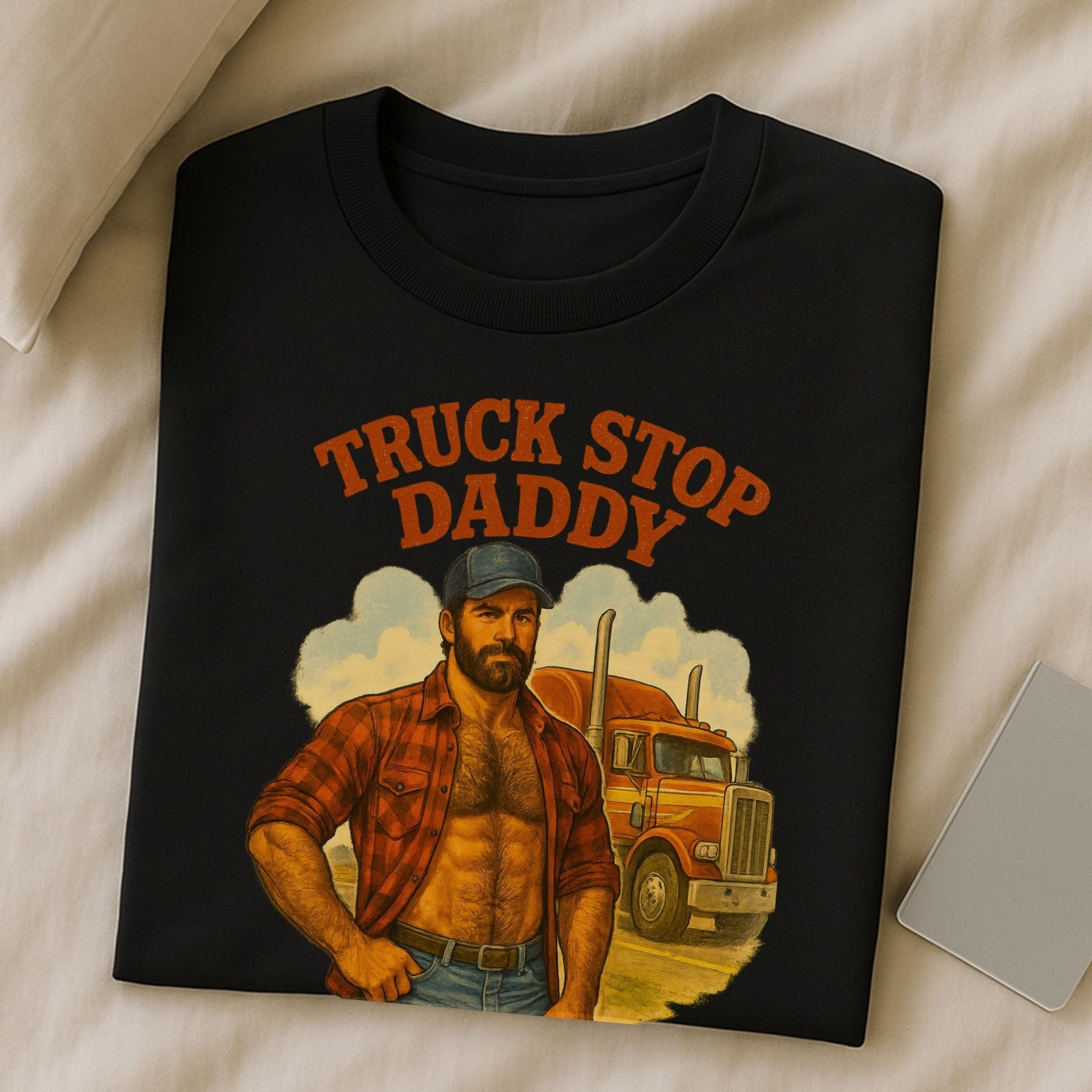 Sexy Gay Trucker Shirt — Muscle Fetish Tee for Him, Roadside Daddy Top, Truck Stop Daddy - Craig Michael Design