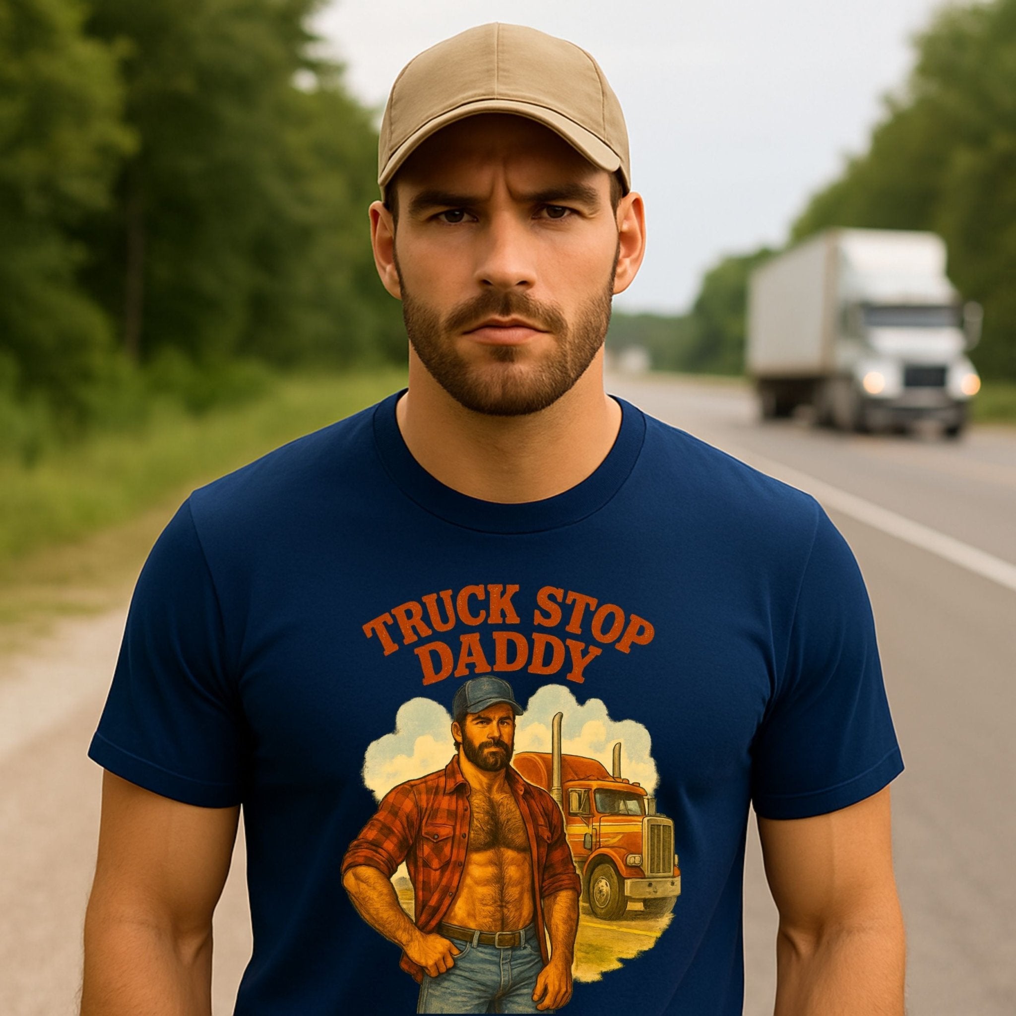 Sexy Gay Trucker Shirt — Muscle Fetish Tee for Him, Roadside Daddy Top, Truck Stop Daddy - Craig Michael Design