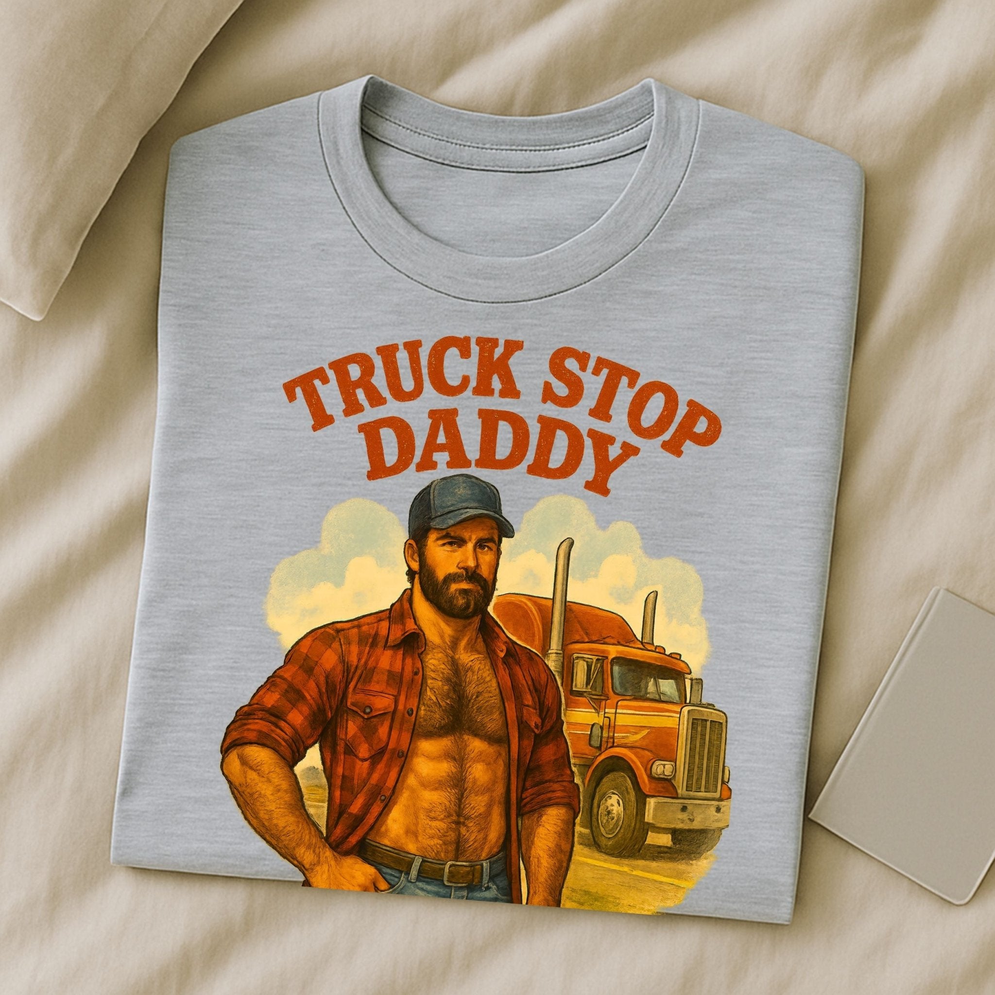 Sexy Gay Trucker Shirt — Muscle Fetish Tee for Him, Roadside Daddy Top, Truck Stop Daddy - Craig Michael Design