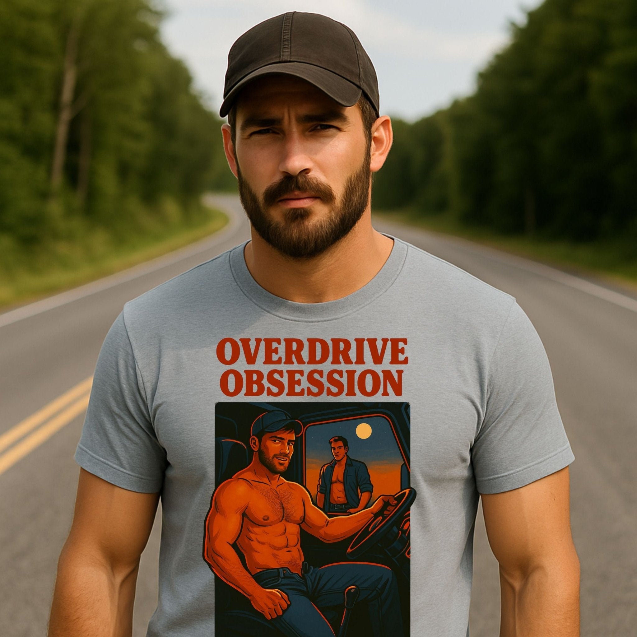 Sexy Trucker Tee — Muscular Gay Fetish Shirt, Semi - Truck Driver Top, Overdrive Obsession - Craig Michael Design