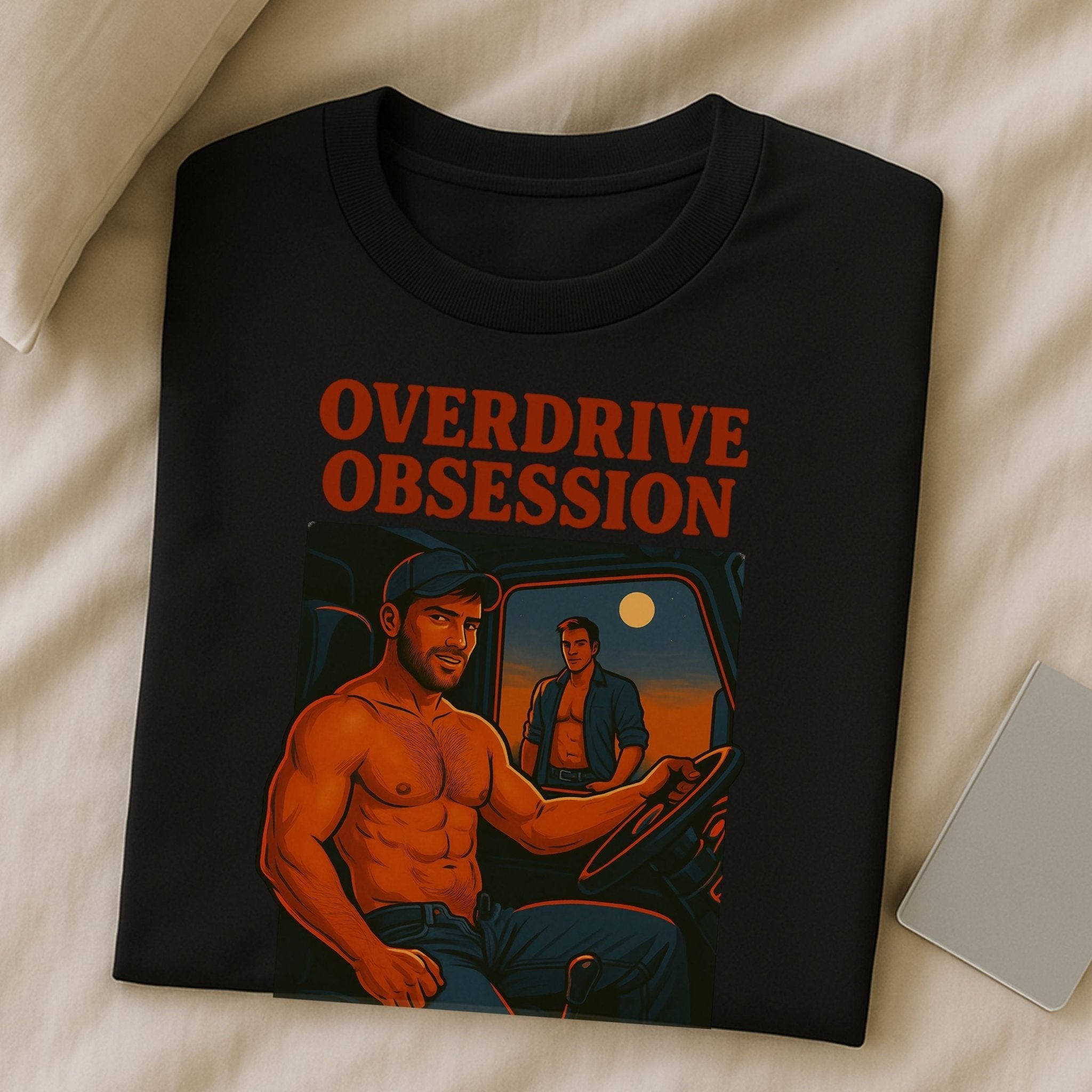 Sexy Trucker Tee — Muscular Gay Fetish Shirt, Semi - Truck Driver Top, Overdrive Obsession - Craig Michael Design