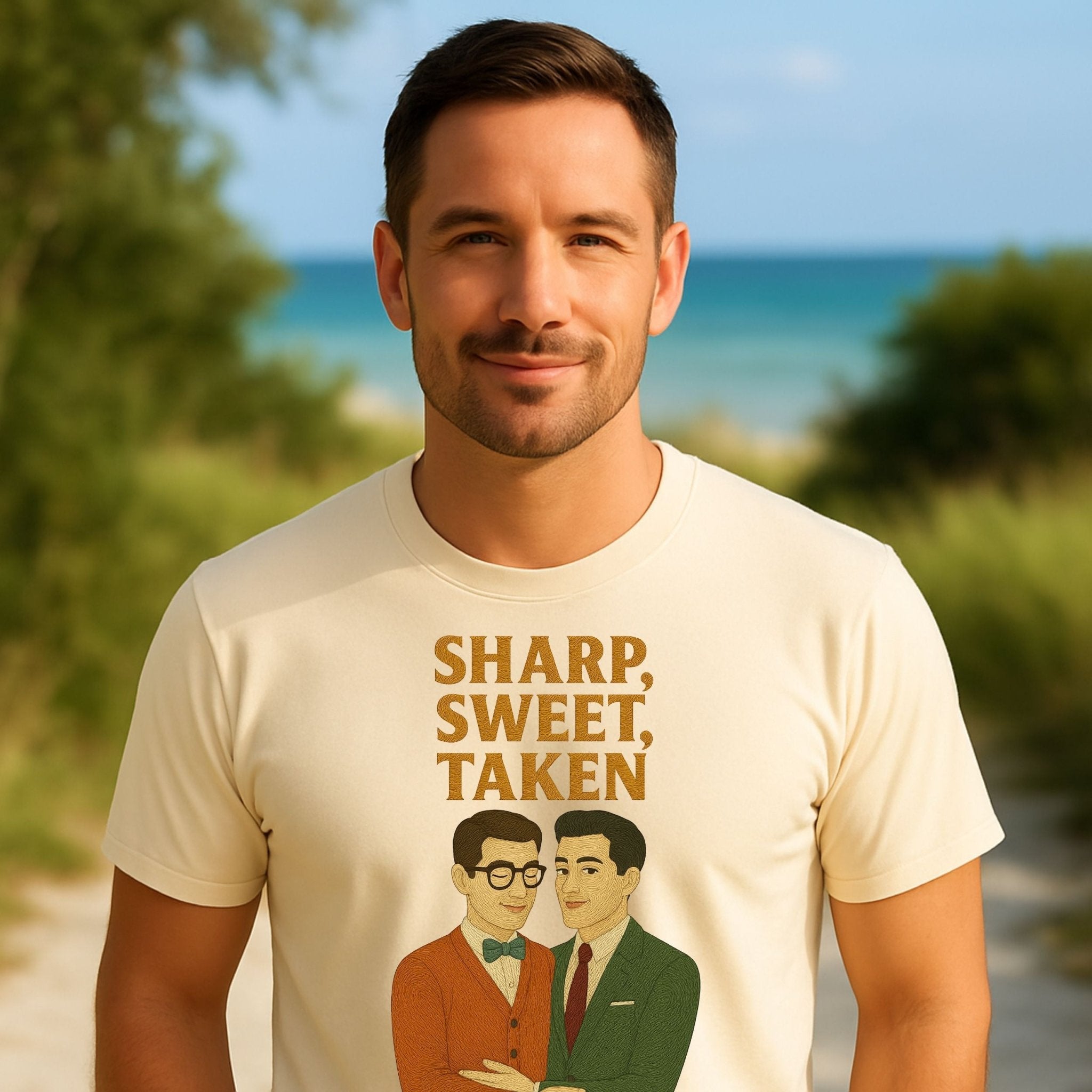 Sharp Sweet Taken Shirt – 1950s Gay Couple T-Shirt, Embroidered Style Romantic Tee - Craig Michael Design