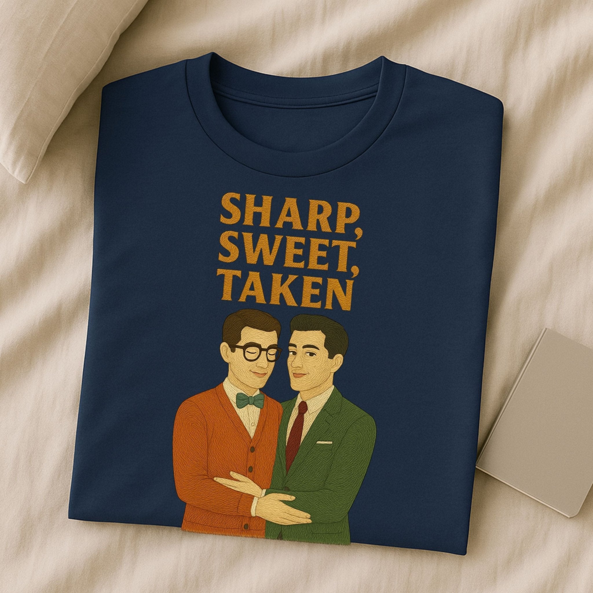 Sharp Sweet Taken Shirt – 1950s Gay Couple T-Shirt, Embroidered Style Romantic Tee - Craig Michael Design